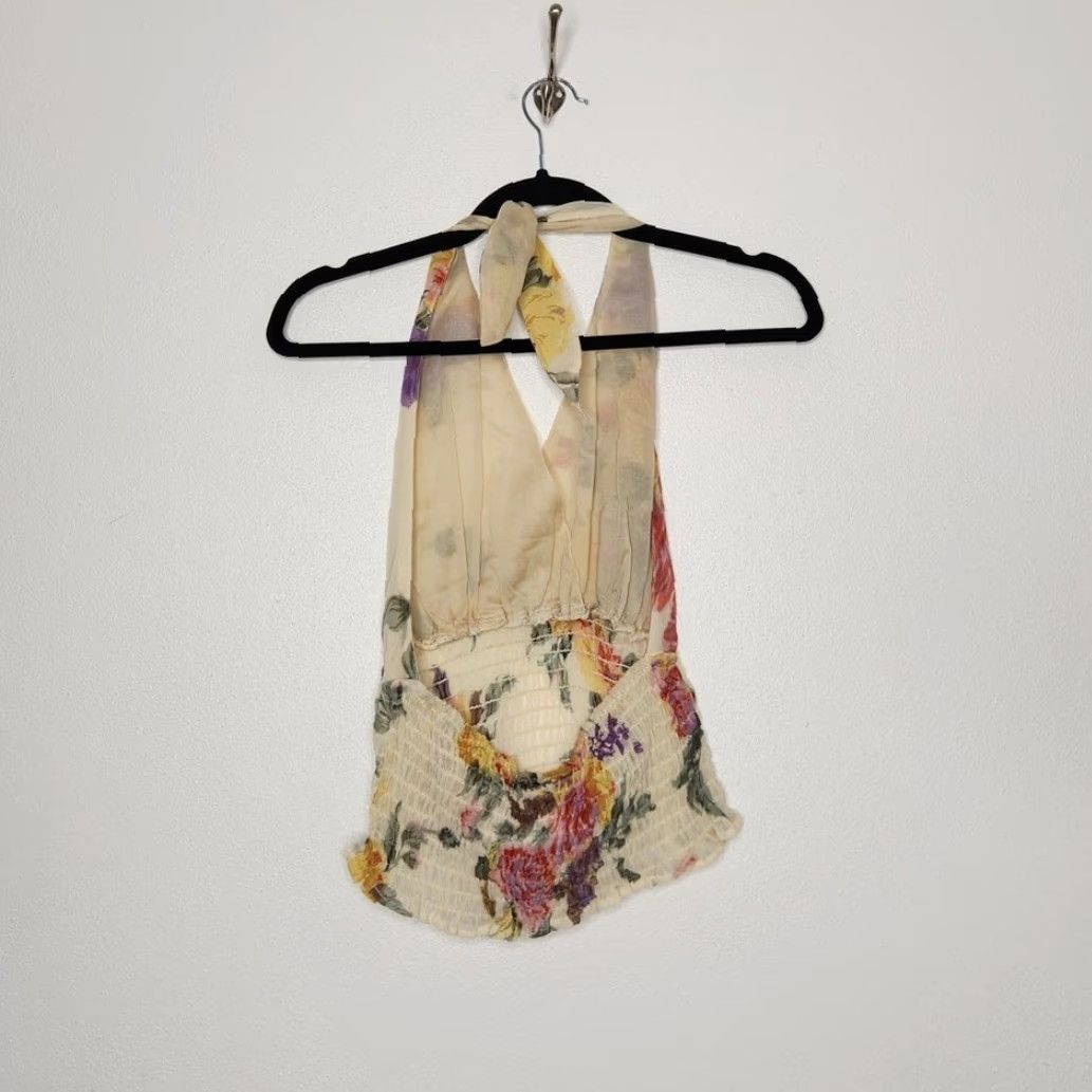 Vintage VINTAGE y2k Halter Top Floral Elastic Medium Fairy Summer Shirt Top Size M / US 6-8 / IT 42-44 - 4 Thumbnail