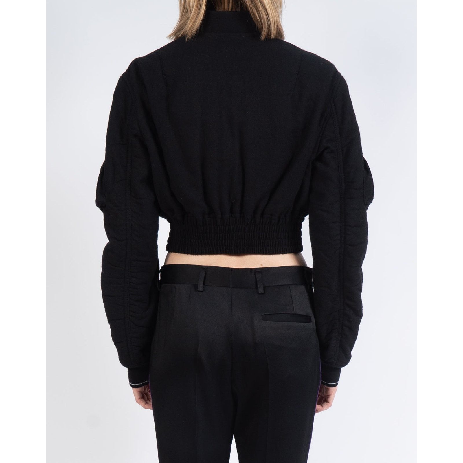 Haider Ackermann FW19 Cropped Zipped Bomber in Black Wool Size S / US 4 / IT 40 - 4 Thumbnail