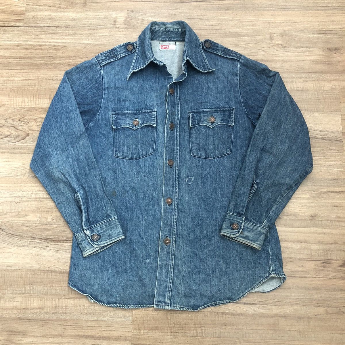 Levi's × Vintage Vintage 70’s Levi’s Button Front Denim Shirt Heavy Size US M / EU 48-50 / 2 - 1 Thumbnail