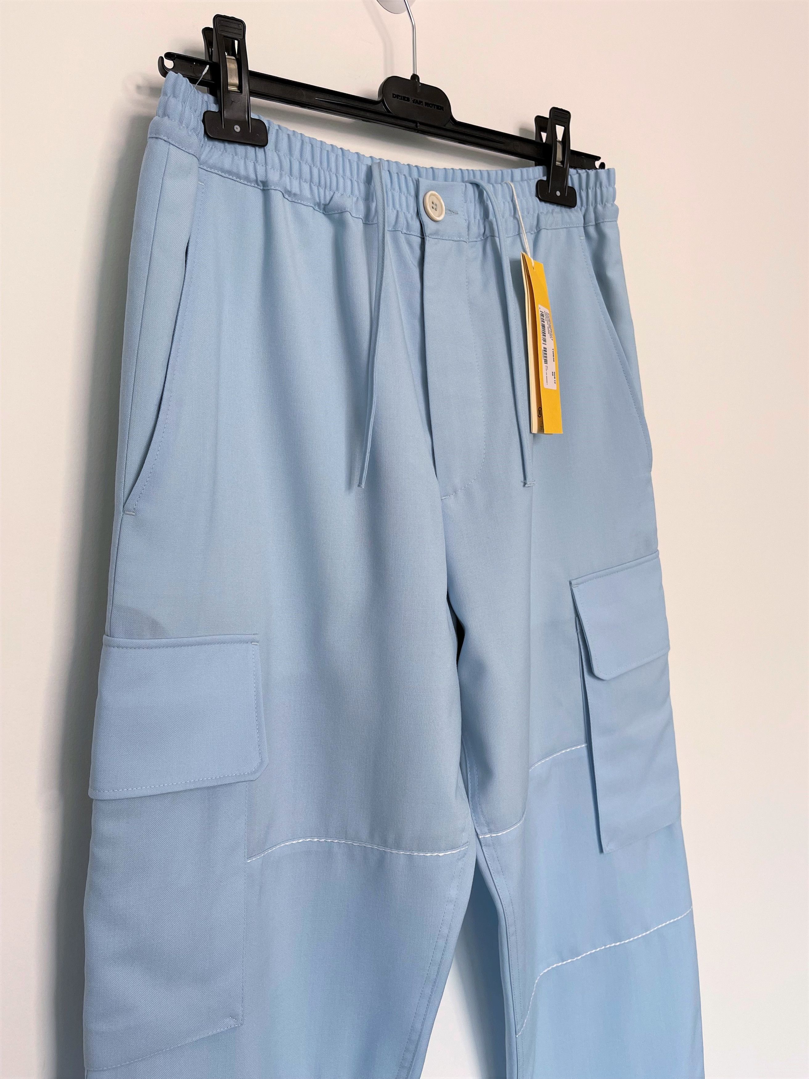 image of Marni Eu46 Cargo Pocket Tropical Wool Blue Elastic Pants Ss23 in Arctic, Men's (Size 30)