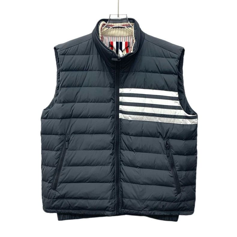 Thom Browne Thom browne Blue classic four-bar stand-up collar zipper do Size US XL / EU 56 / 4 - 1 Thumbnail