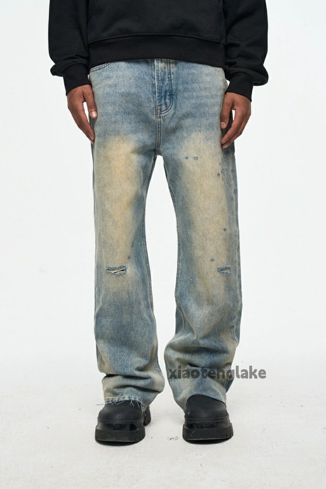 Jean × Vintage washed faded damaged ripped punk loose baggy jeans Size US 32 / EU 48 - 1 Thumbnail