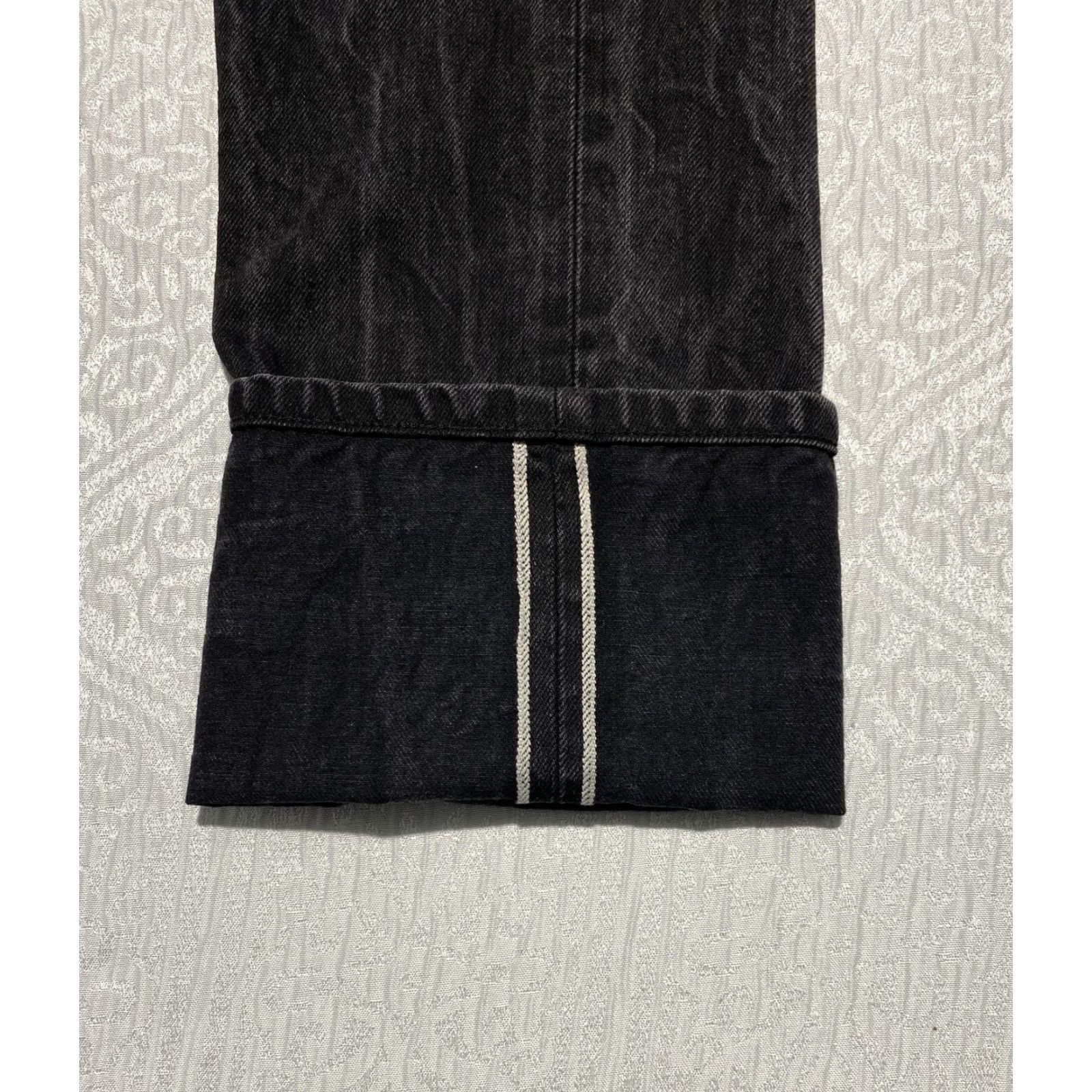 Gustin Gustin Jeans Men’s 33x35 Black Skinny Selvedge Raw Denim Button Fly USA Jeans Size US 33 - 3 Thumbnail