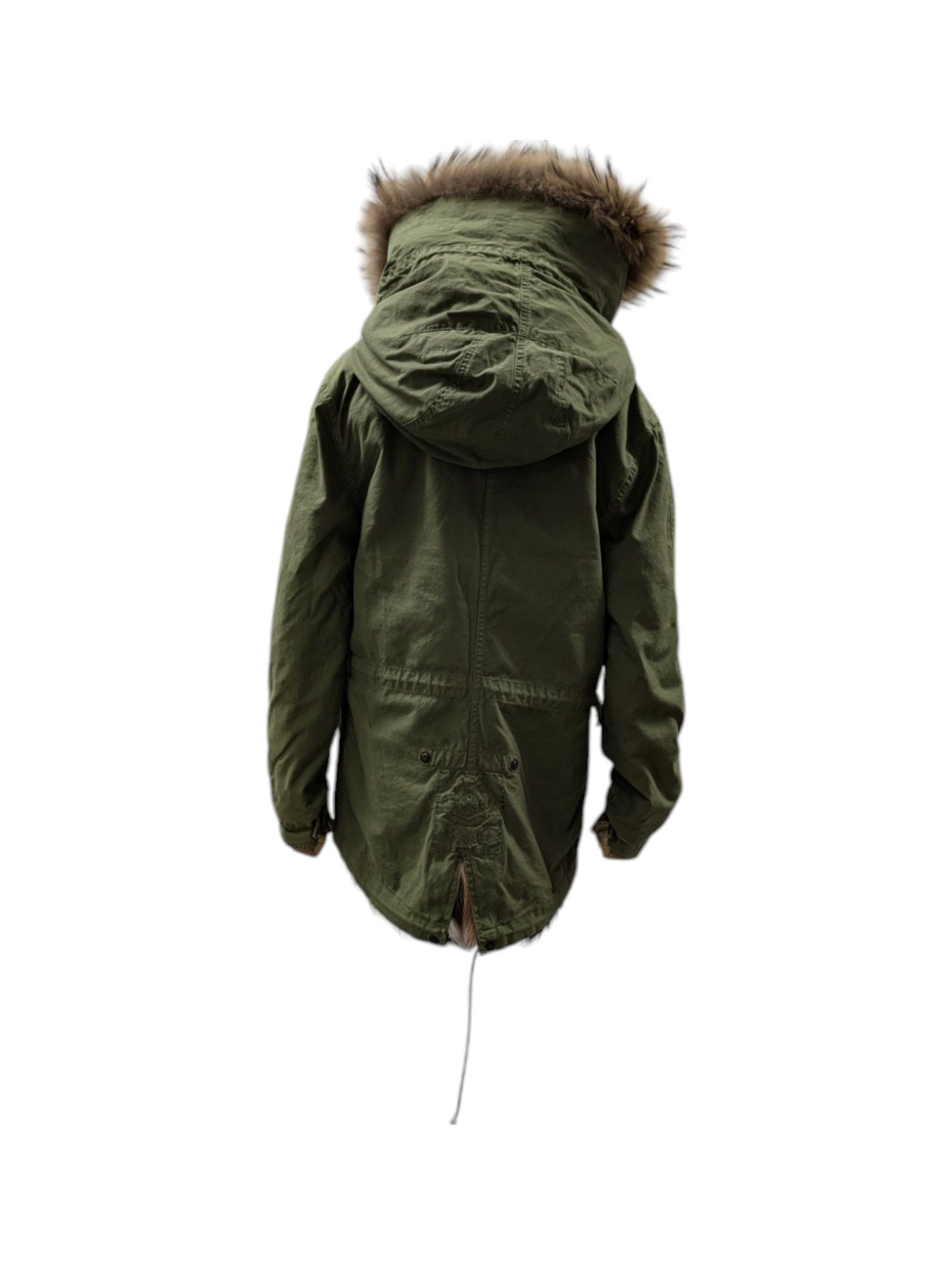 MR & MRS ITALY Green Hooded Parka With Multi-Color Full Fur Lining Size XS / US 0-2 / IT 36-38 - 2 Thumbnail