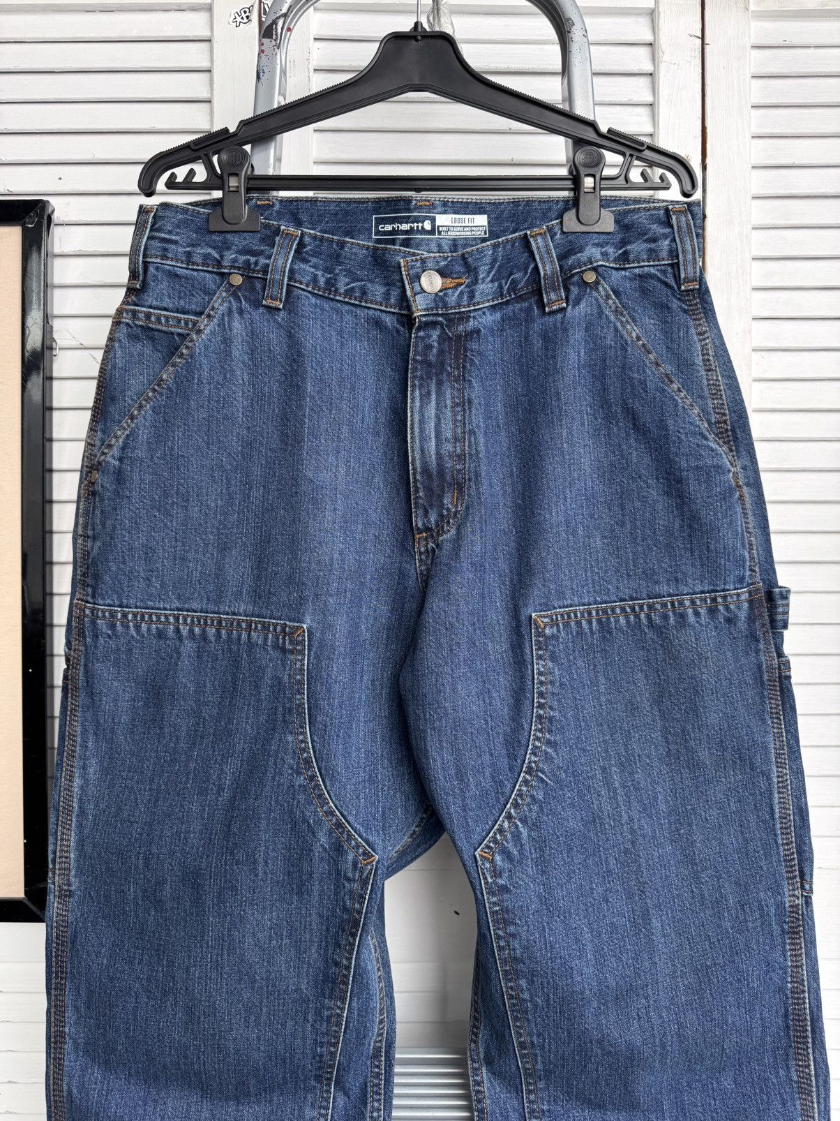Carhartt Carhartt B04 Double Knee Loose Fit Denim Work Pants Blue Size US 33 - 5 Thumbnail