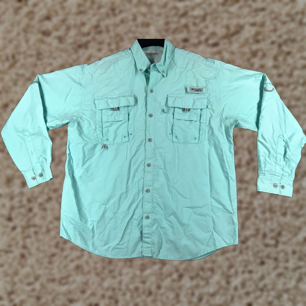 Altea Columbia Shirt Men’s Large Teal PFG Fishing Angler Nylon UPF Vented Button-Up Size US L / EU 52-54 / 3 - 1 Thumbnail