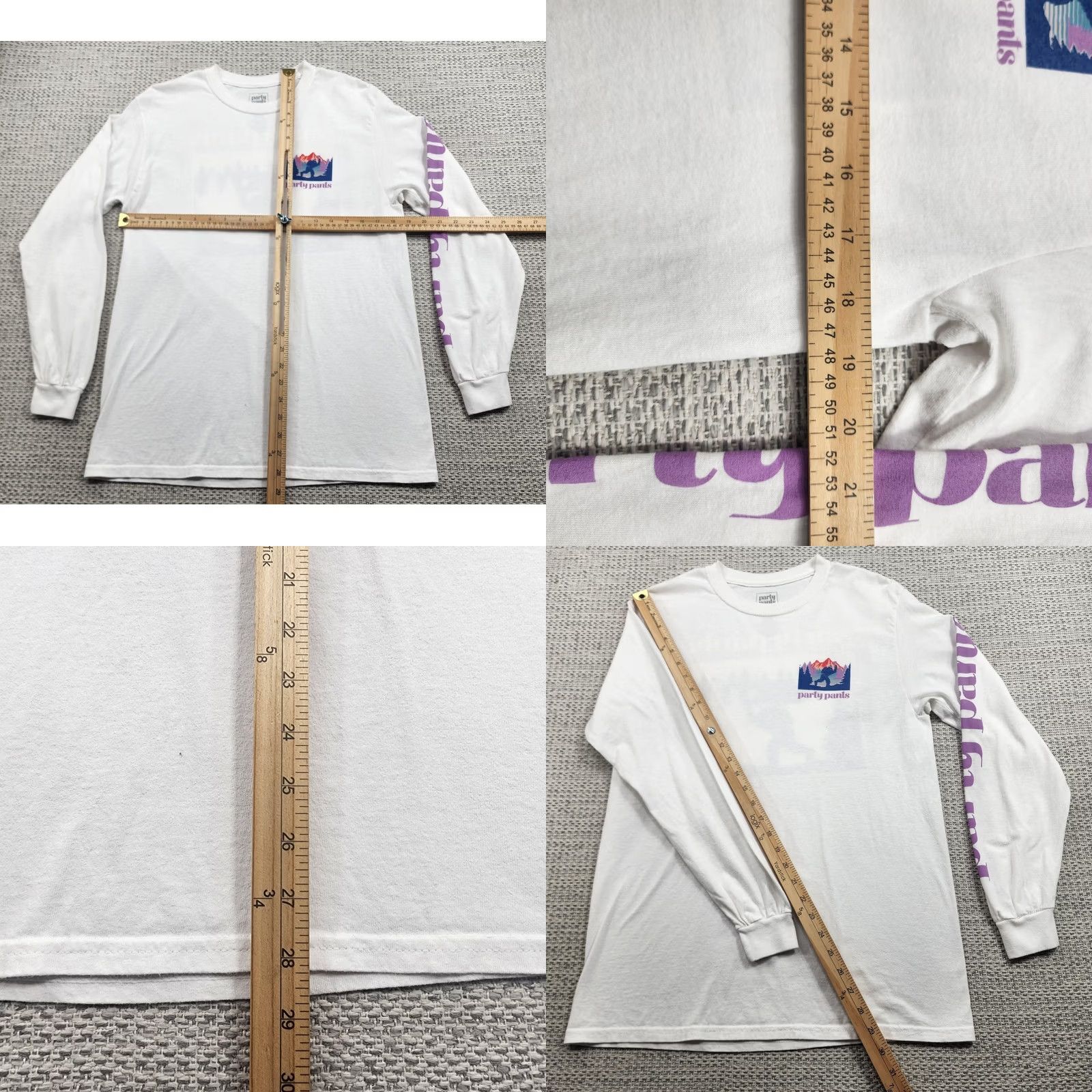Vintage Party Pants Shirt Mens Long Sleeve White Graphic Bigfoot Sasquatch Tee Size US M / EU 48-50 / 2 - 8 Thumbnail