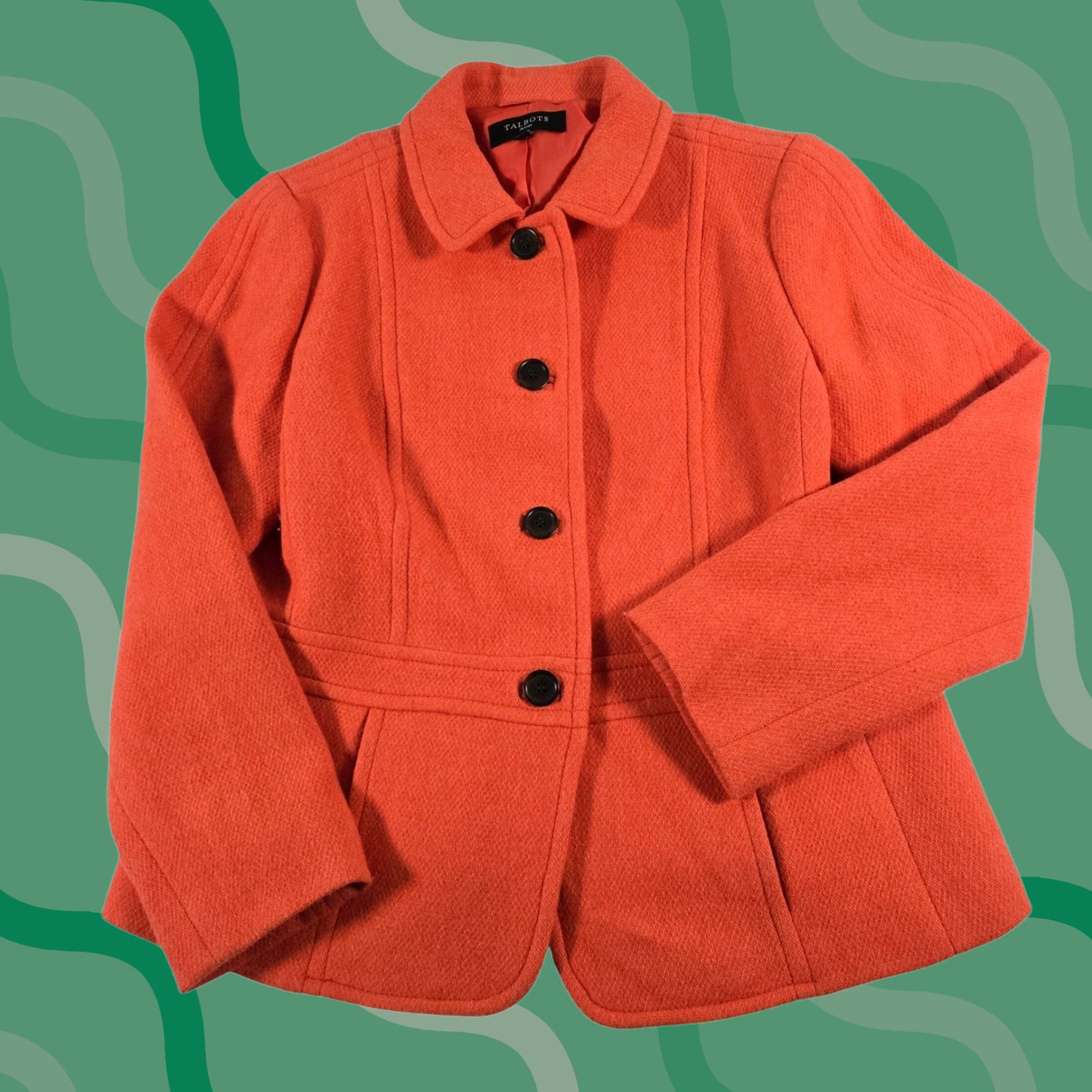 Talbots Talbots Petites Orange Wool Blend Button Front Blazer Jacket 12P ID5125 Size XL / US 12-14 / IT 48-50 - 1 Thumbnail