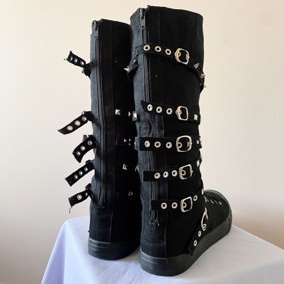 Demonia Cult Punk Gothic Bandage Studded Knee High Boxing Tripp NYC Shoes Size US 13 / EU 46 - 5 Thumbnail