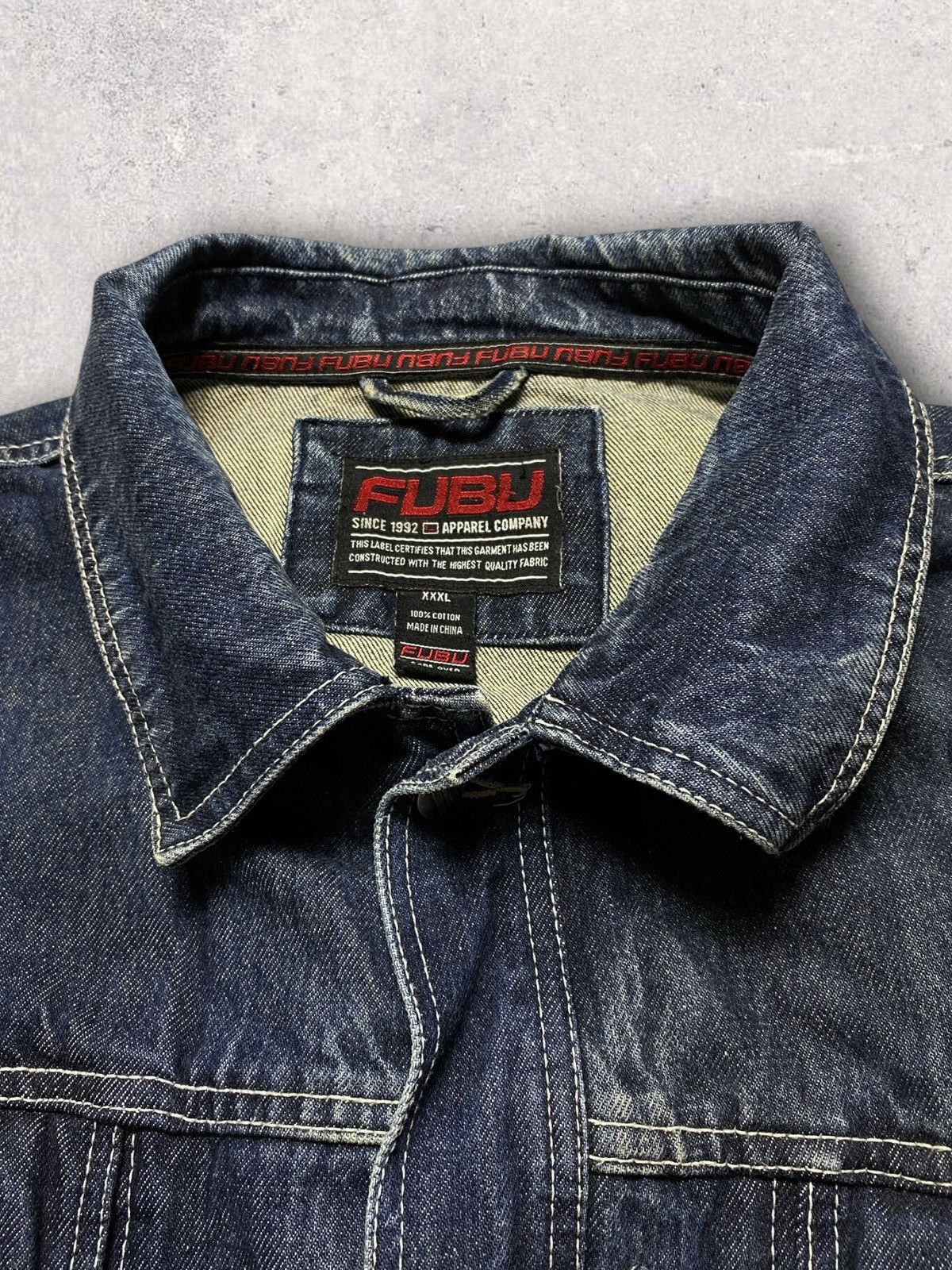Fubu Fubu Collection blue denim jacket big rap baggy JNCO Size US XXL / EU 58 / 5 - 11 Thumbnail