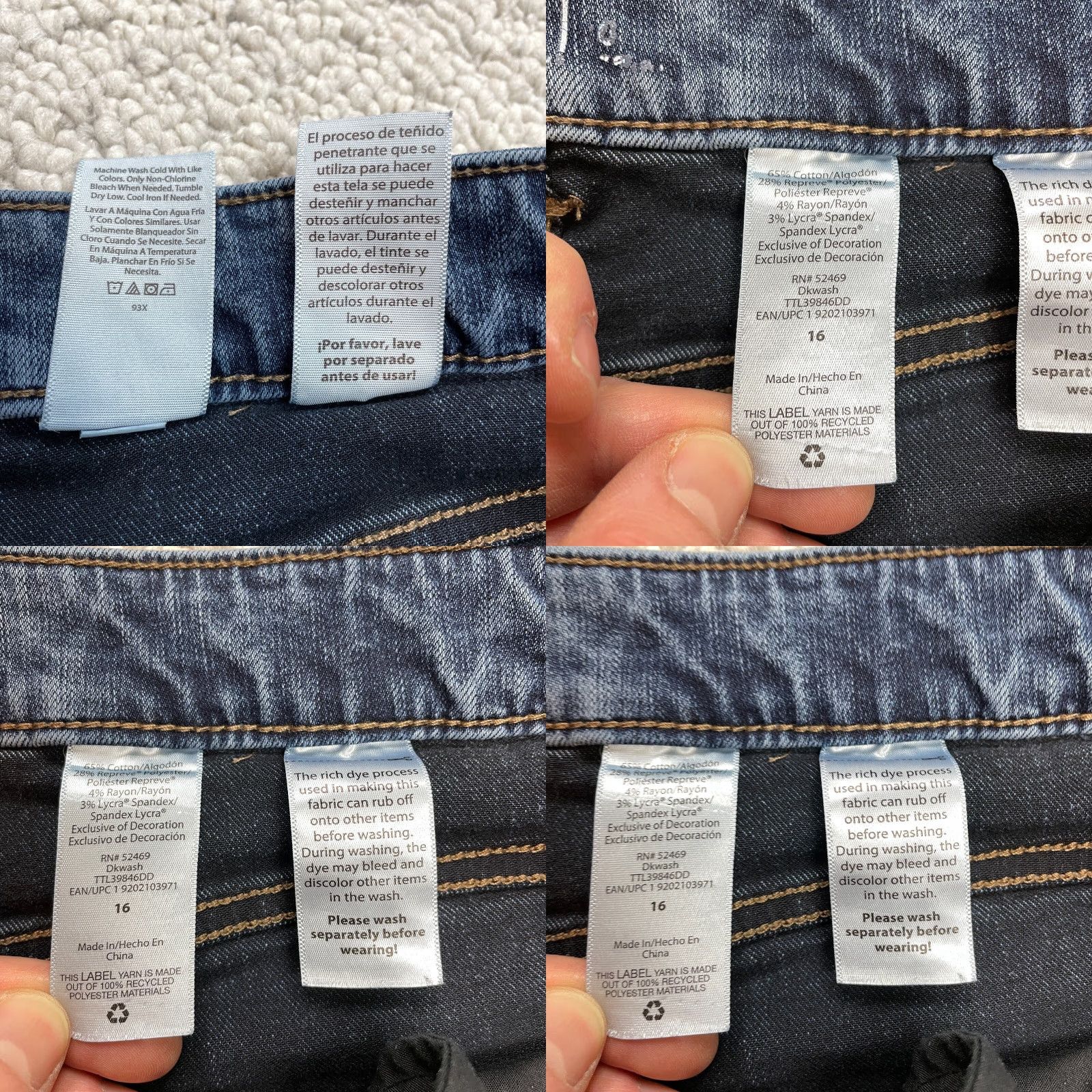 Vintage Time and Tru Jeans Womens 16 Blue Denim Dark Wash Straight Leg Stretch 35x26 Size 38" / US 16 / IT 52 - 8 Thumbnail