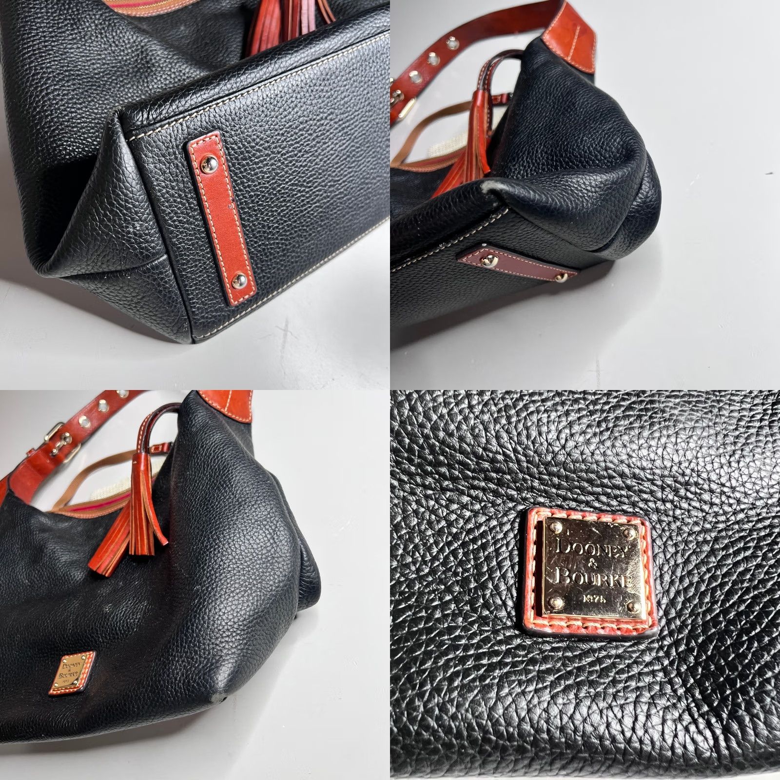 Dooney & Bourke Dooney & Bourke Hobo Shoulder Bag Black Pebbled Leather Tassels Size ONE SIZE - 8 Thumbnail