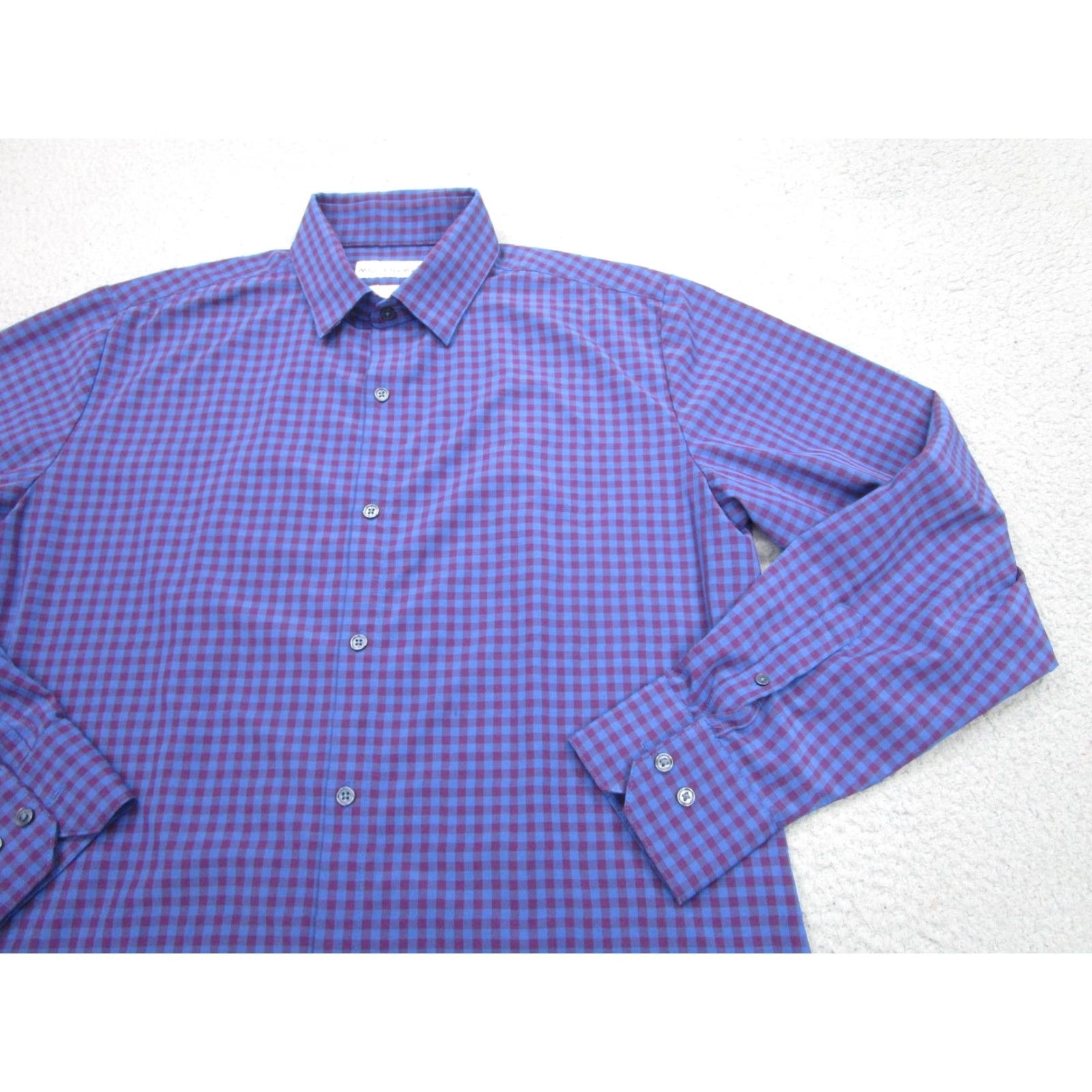 Mizzen+Main Mizzen+Main Leeward Shirt Mens Medium Blue Purple Check Dress Shirt Size 40R - 2 Thumbnail