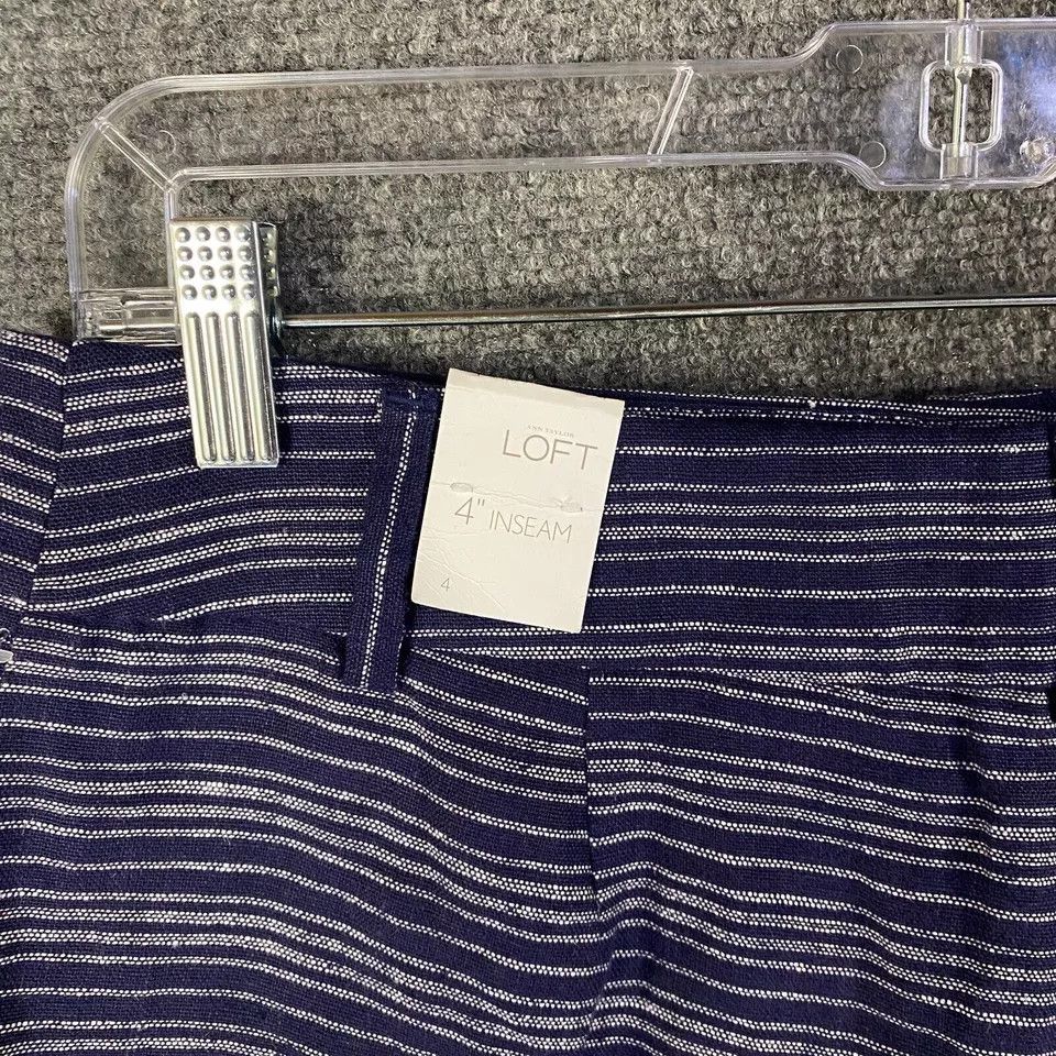 Loft Loft Shorts Women's Size 4 Marisa 100% Linen Striped NWT 4" Size 27" / US 4 / IT 40 - 5 Thumbnail