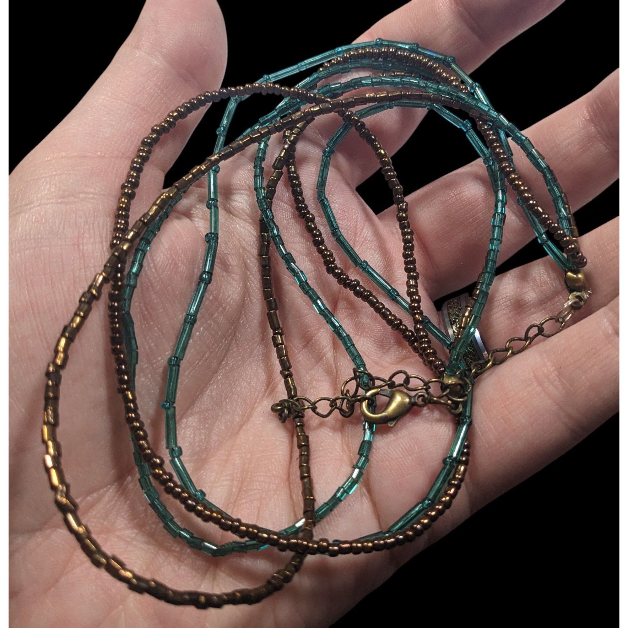 Other Earthy Blue And Copper Tone Glass Beaded Layered Necklace Size ONE SIZE - 5 Thumbnail