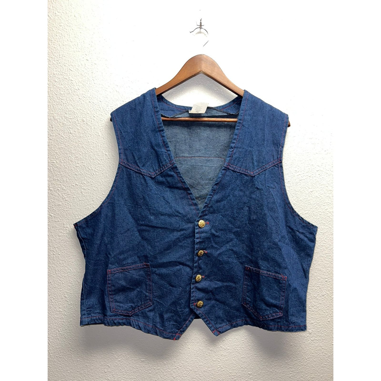 Vintage Vintage Denim Vest Sleeveless Jacket Bald Eagle Art 80s L Size US L / EU 52-54 / 3 - 2 Thumbnail