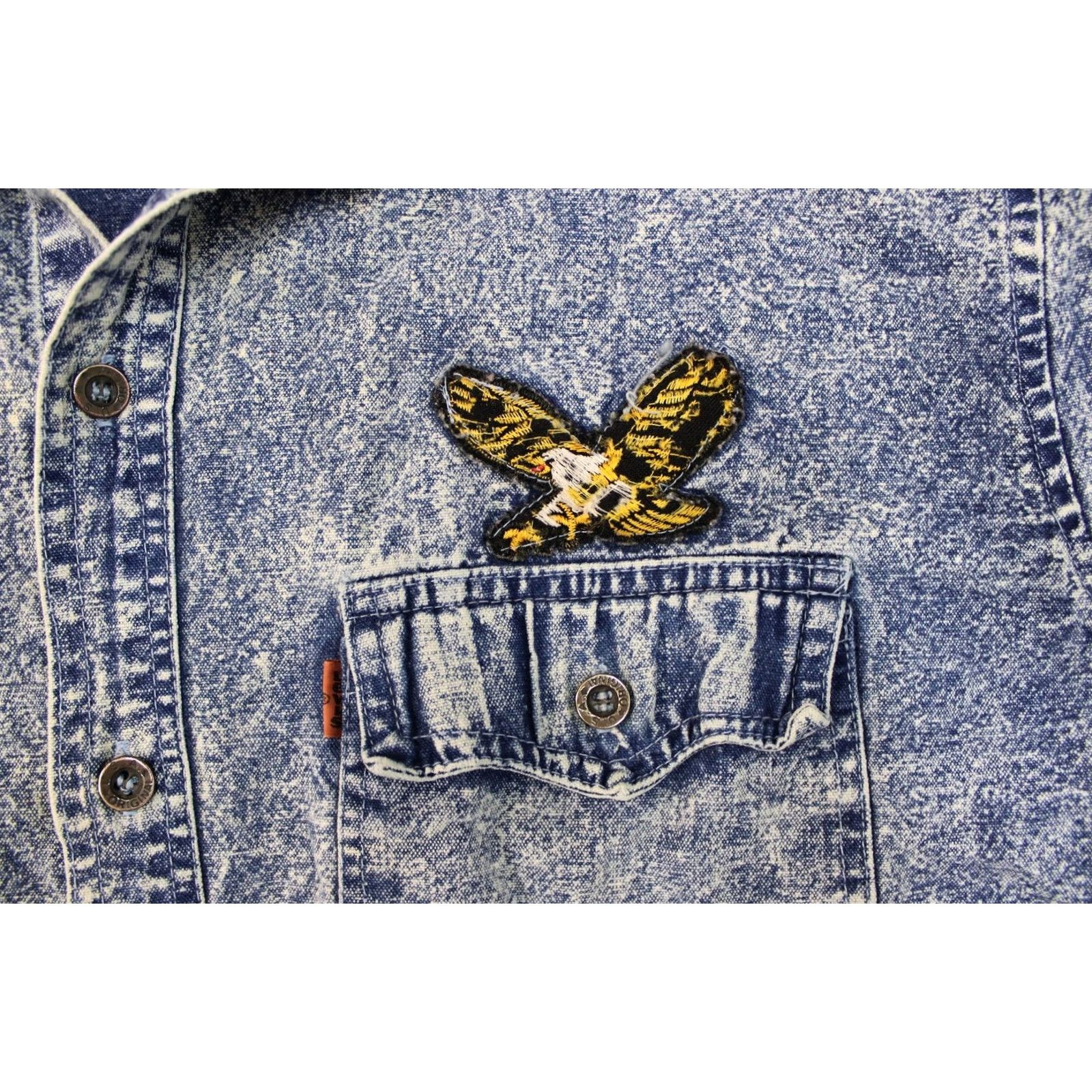 Levi's VINTAGE Levi Strauss Shirt Mens Medium Blue Western Eagle Patch 90s Acid Wash Size US L / EU 52-54 / 3 - 2 Thumbnail