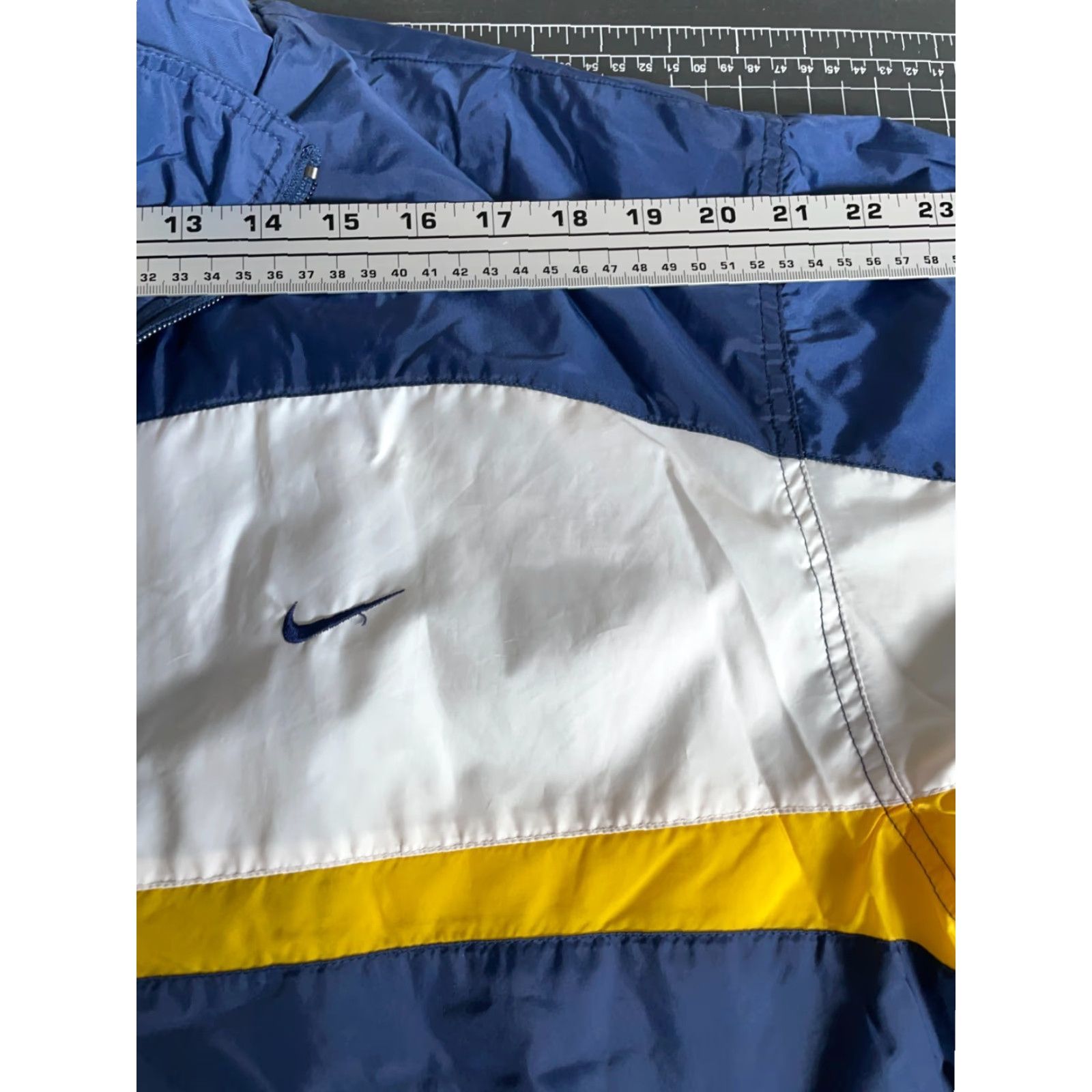 Nike VINTAGE Nike Windbreaker Jacket Zip Up Full Zip Lined Striped Nylon Polyester Men M Blue Yellow White 90s Retro Logo Pockets Front Zip Mens Size US M / EU 48-50 / 2 - 6 Thumbnail