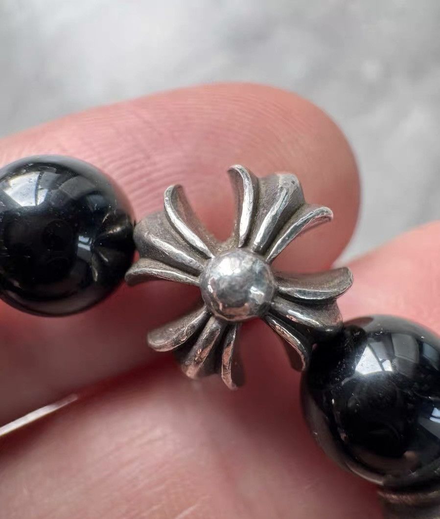 Chrome Hearts Obsidian Four Silver Beads Bracelet