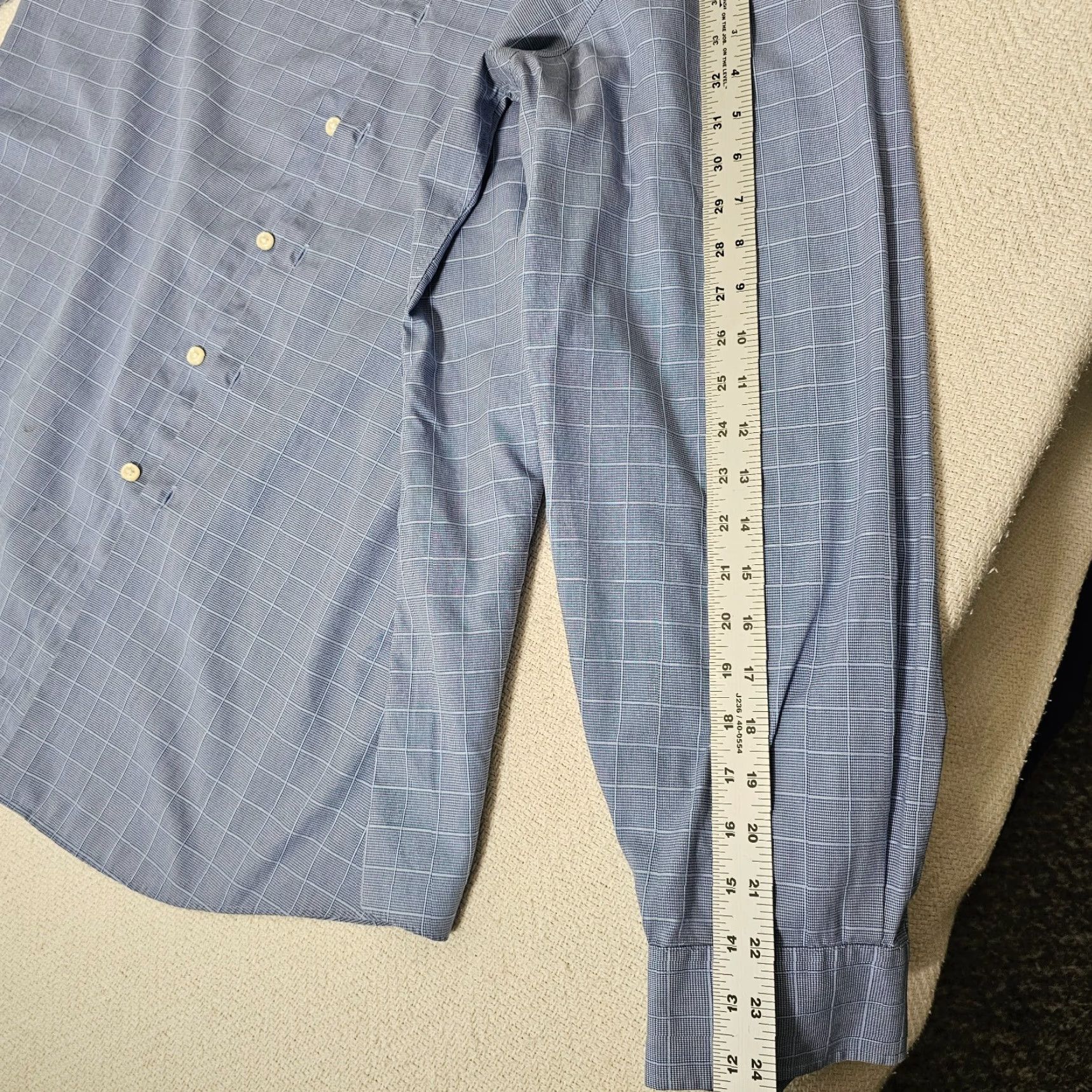 Egara EGARA Slim Fit VINTAGE Blue Check Button-Up Dress Shirt Big & Tall Size 18.5 36/37 Mens Size 48R - 5 Thumbnail