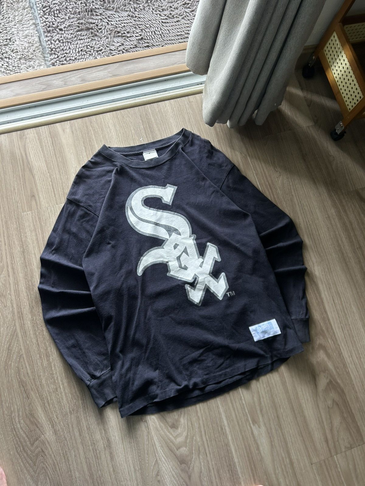 MLB Beautiful Sunfaded VTG 90s Chicago White Sox Long Sleeve Size US L / EU 52-54 / 3 - 2 Thumbnail