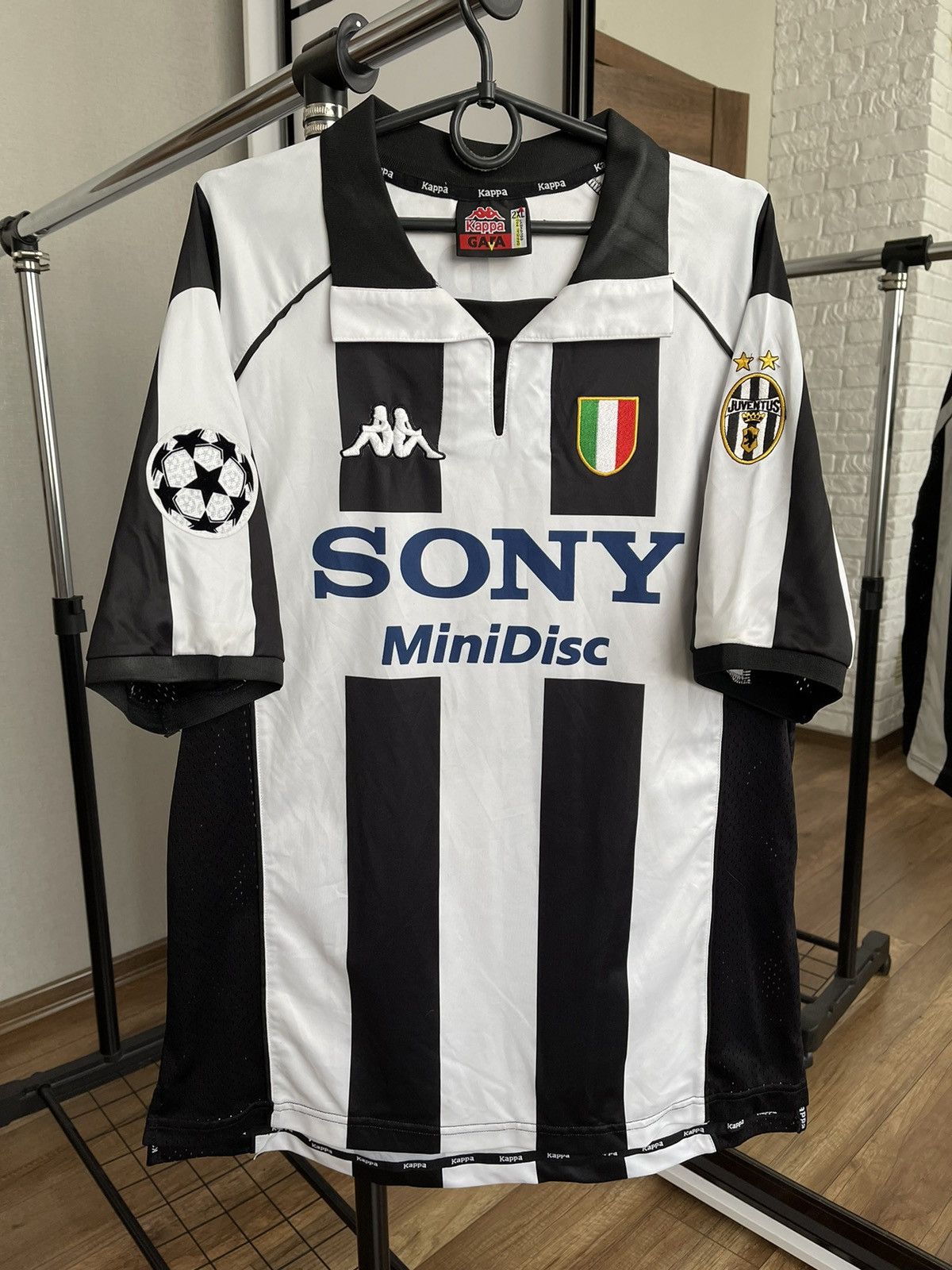 image of 1997/1998 Kappa Juventus Del Piero Vintage Soccer Jersey in White/Black, Men's (Size 2XL)