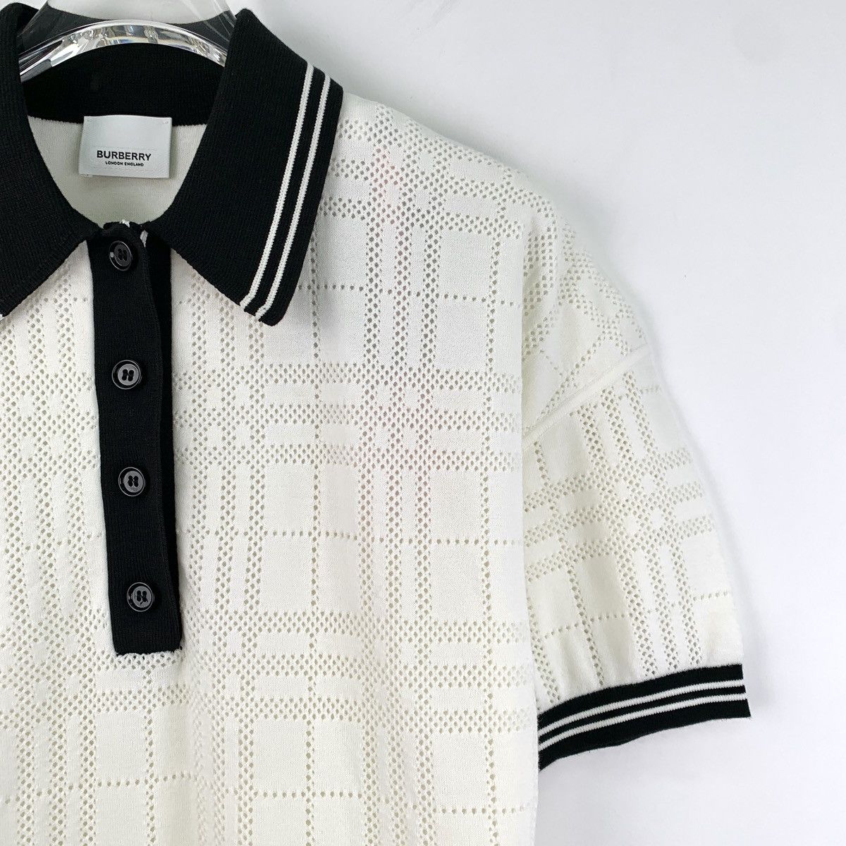 Burberry Burberry Bbr Beige Check Cutout Cotton Lapel Dress Size S / US 4 / IT 40 - 3 Thumbnail