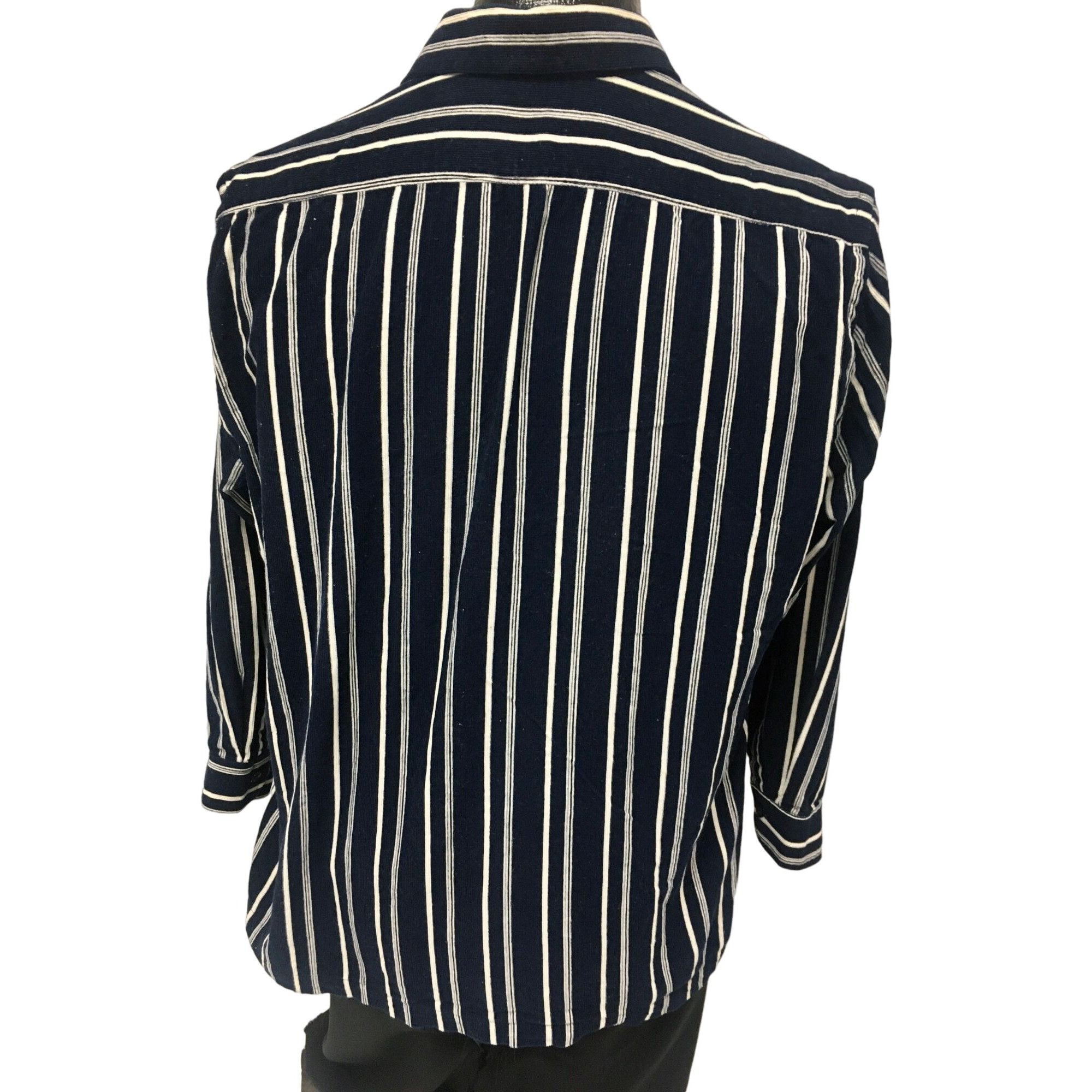 Other Vtg Corduroy Blue White Panel Stripe ROCKABILLY Shirt Size US L / EU 52-54 / 3 - 4 Thumbnail