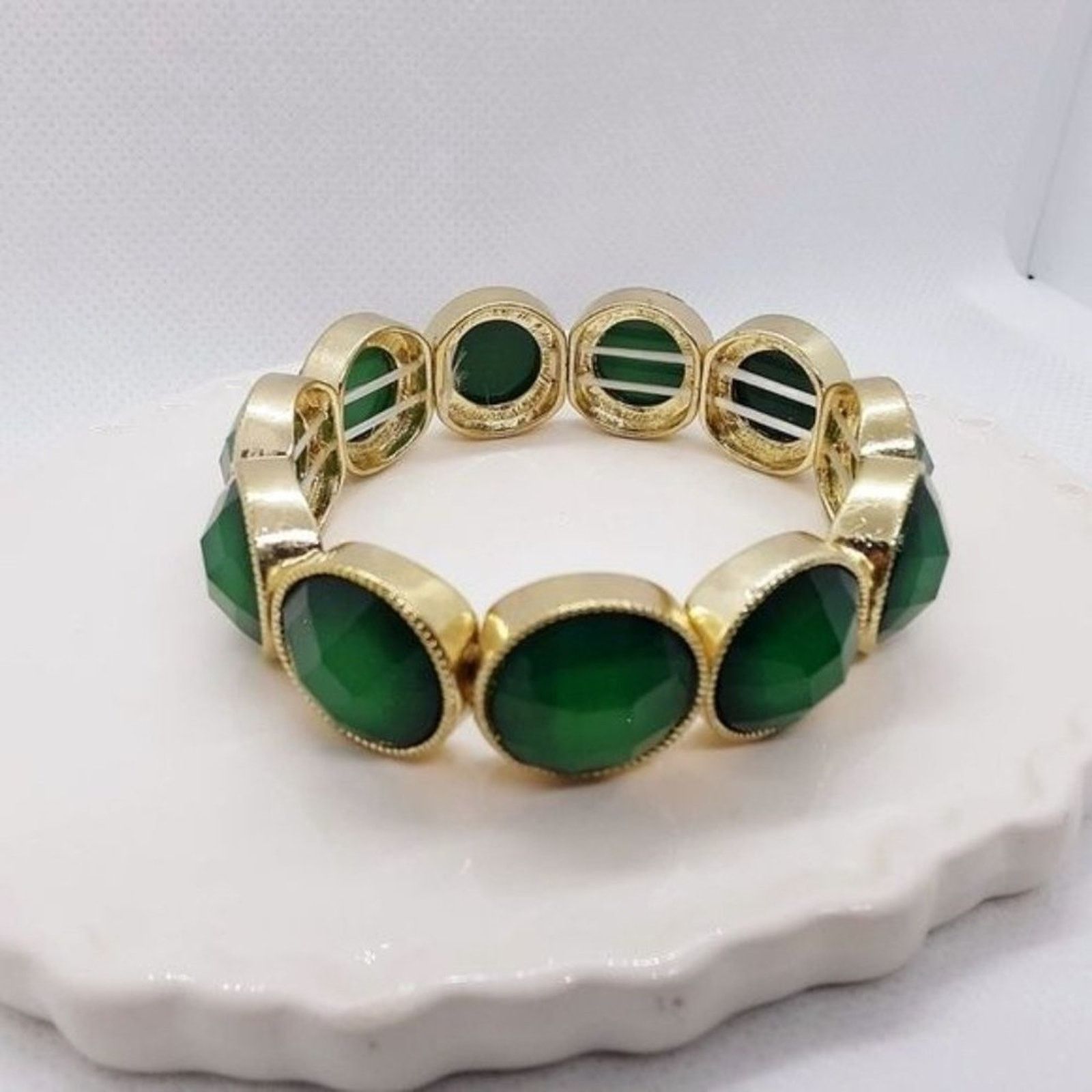 Anthropologie Anthropologie Bangle Bracelet Stretch NEW Emerald Green Size ONE SIZE - 5 Thumbnail