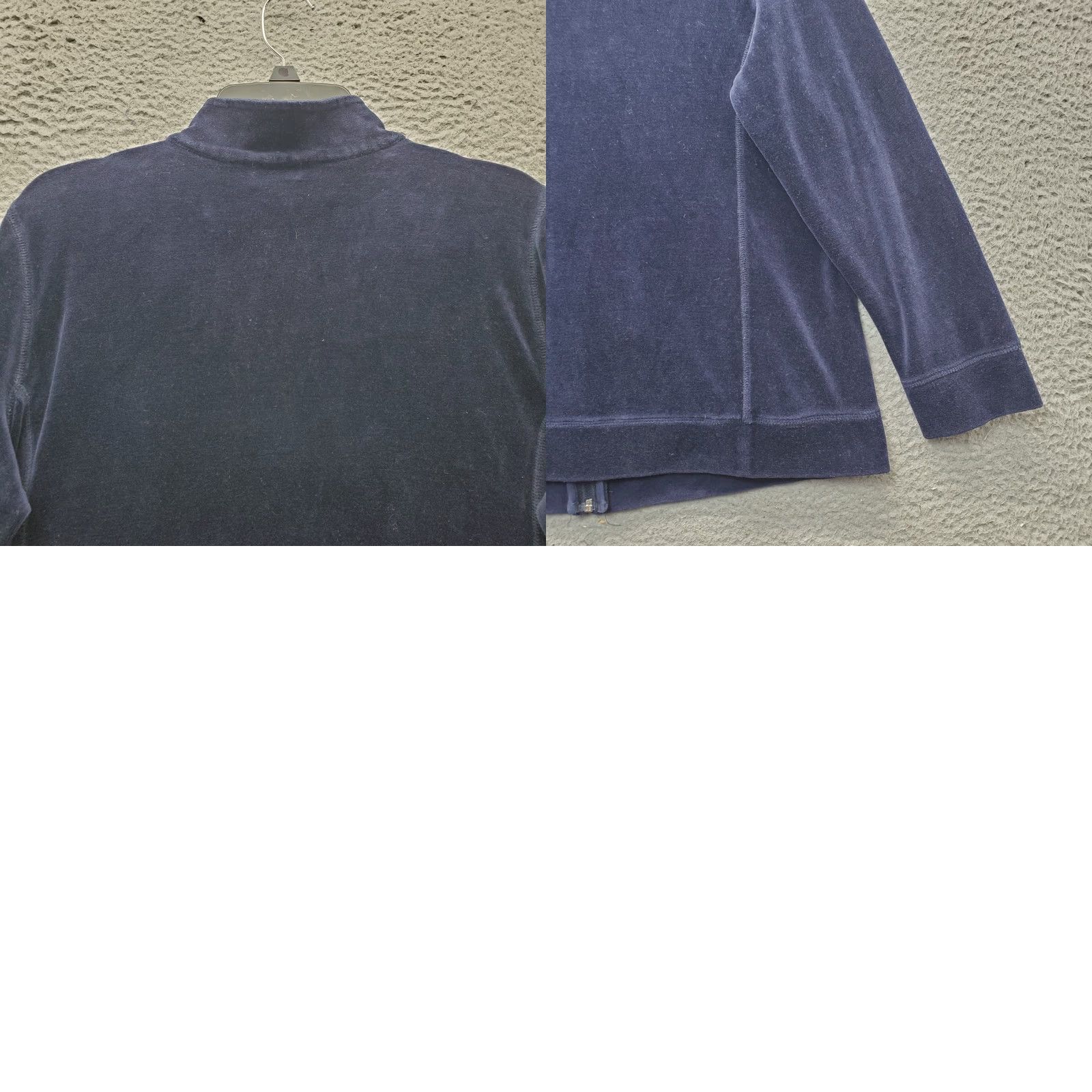 Talbots Talbots Velour Jacket Womens Petite Large Navy Long Sleeve Mock Neck Full Zip Size L / US 10 / IT 46 - 8 Thumbnail
