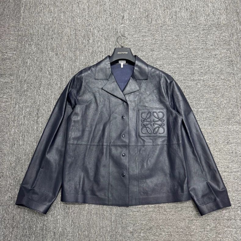 Loewe LOEWE Solid color embossed logo sheepskin jacket Size 4XL / US 24-26 - 1 Thumbnail