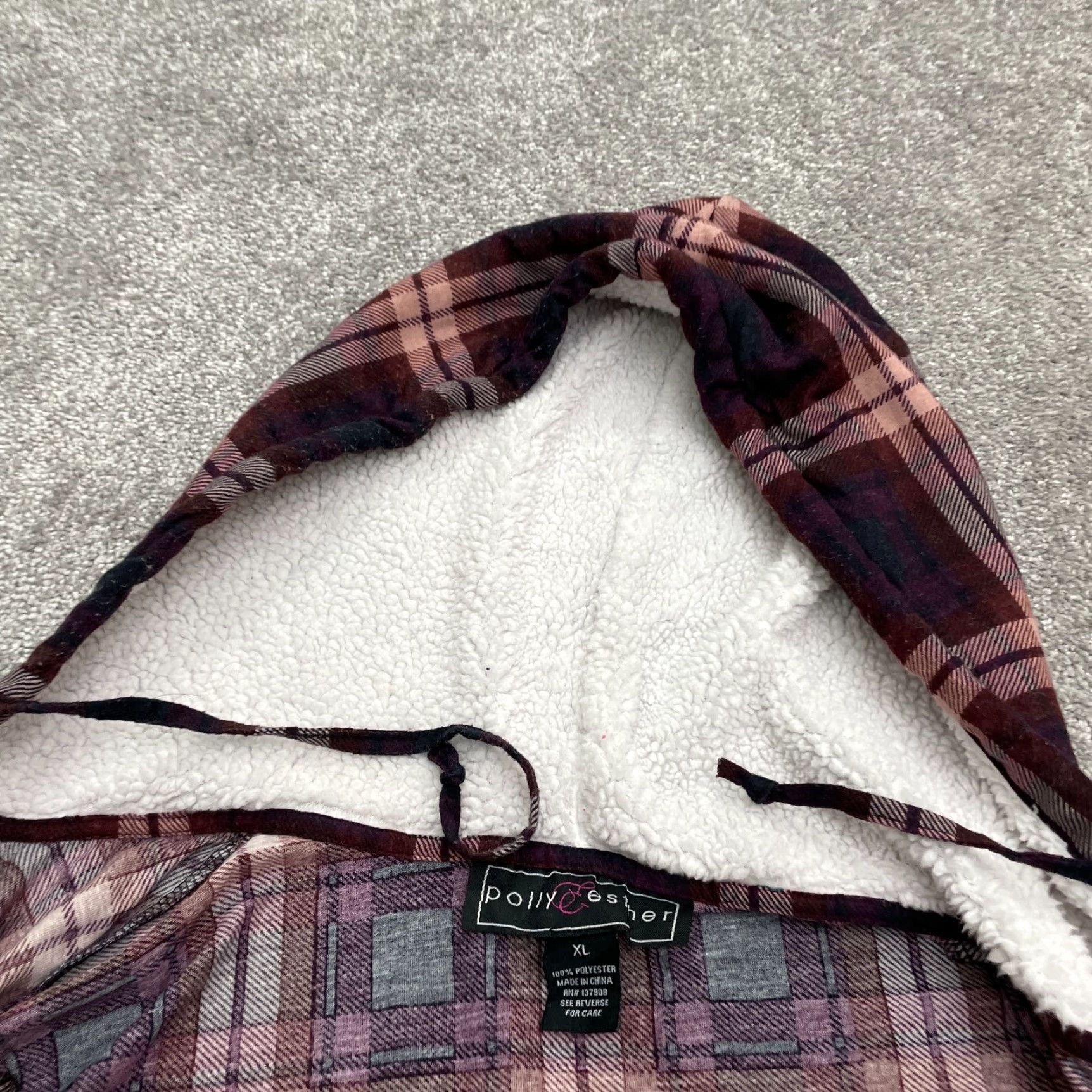 Vintage Polly & Esther Hoodie Womens XL Multi Plaid Flannel Sherpa Jacket Button Down Size XL / US 12-14 / IT 48-50 - 5 Thumbnail