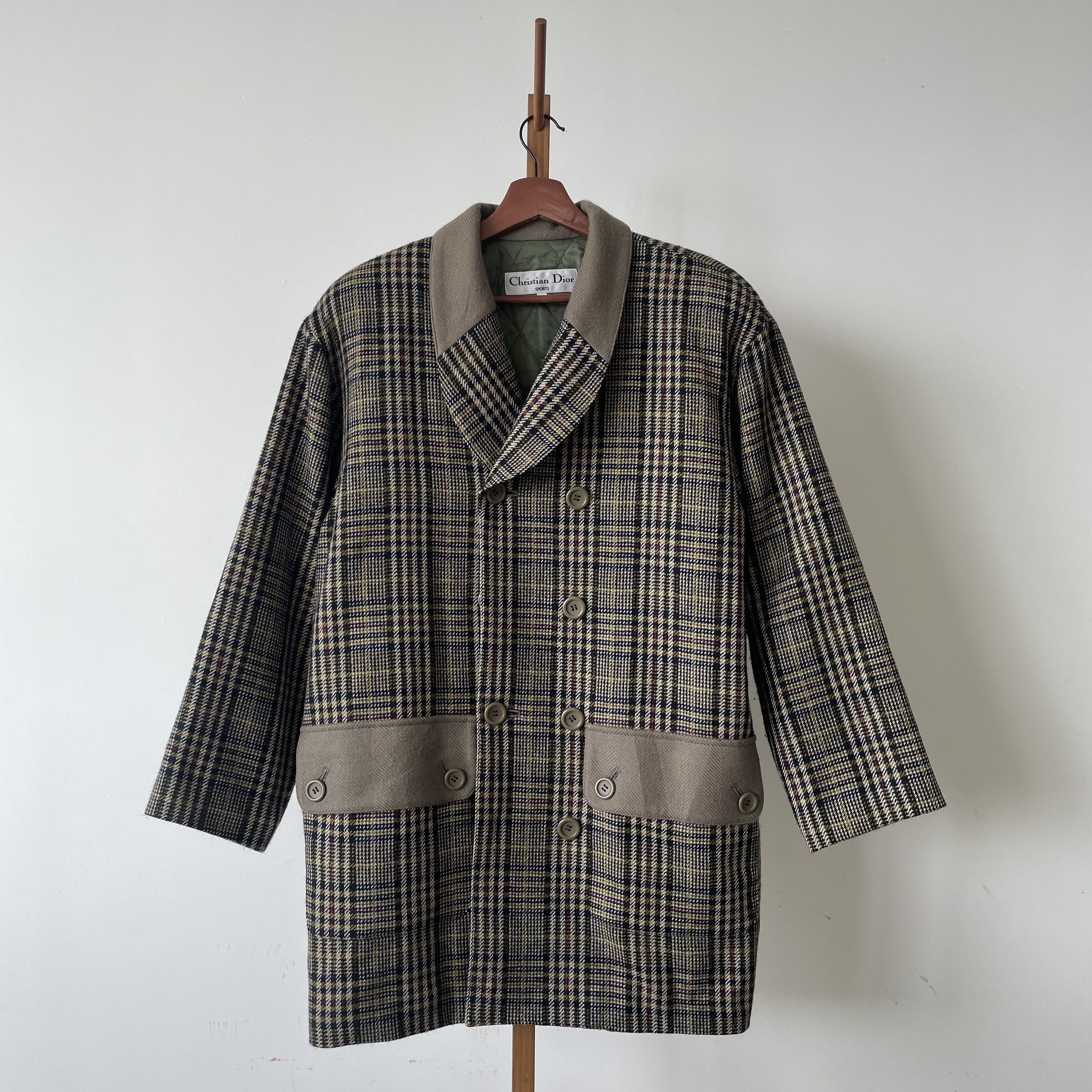 Vintage Christian Dior Plaid Double Breasted Coat