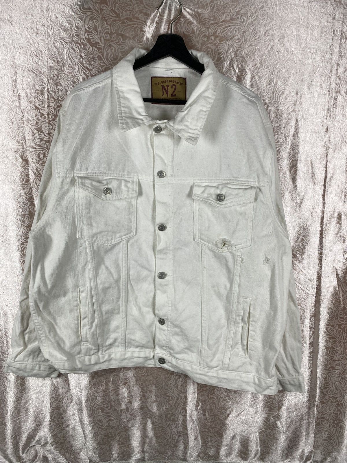 Vintage Designed Brothers N2 White Denim Jacket Vintage Workwear Size US XL / EU 56 / 4 - 3 Thumbnail