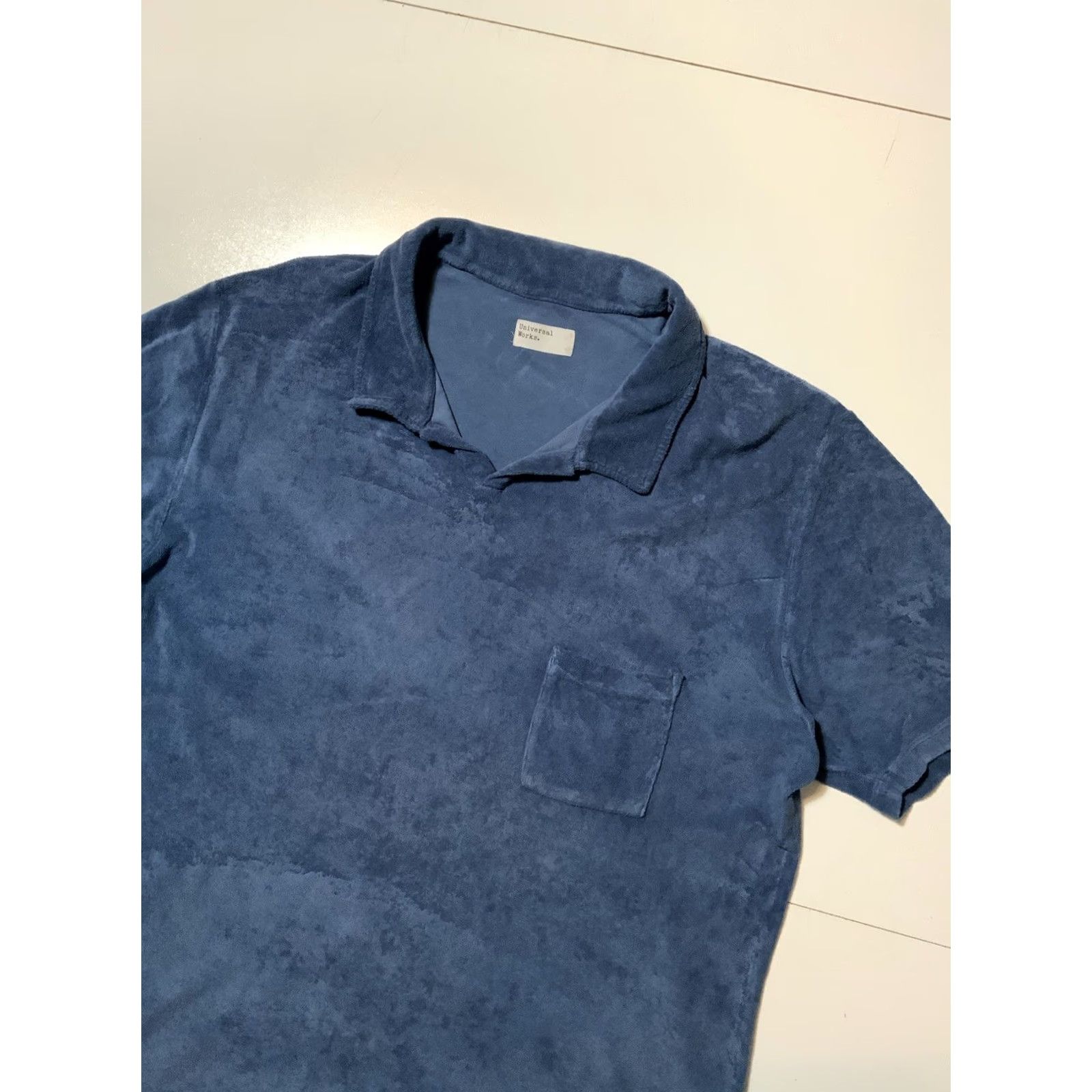 Universal Works VINTAGE Universal Works Polo Shirt XL Men Blue Open Collar Terry Fleece S/S Vacation University Theme Mens Size US XL / EU 56 / 4 - 6 Thumbnail