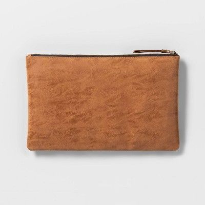 Other Faux Leather & Canvas Zippered Clutch Bag With Dual Compartm Size ONE SIZE - 1 Thumbnail