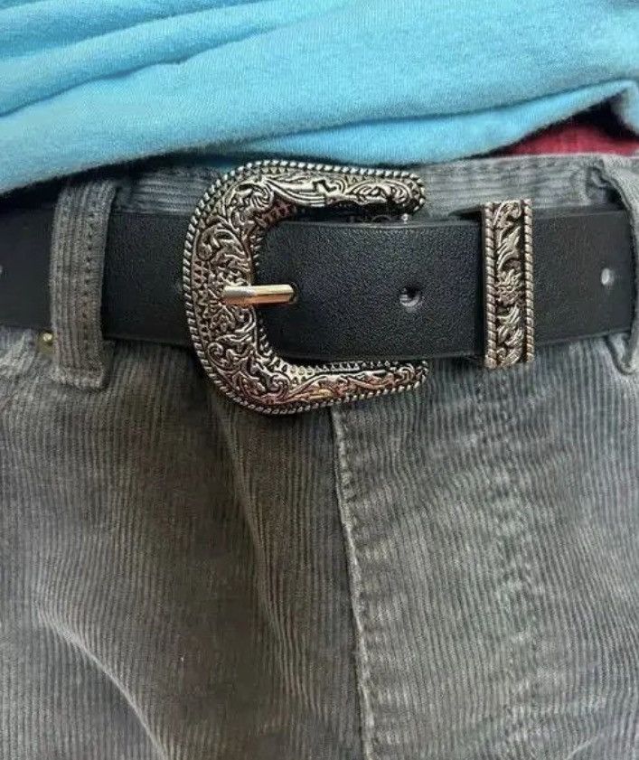 Japanese Brand Y2K Buckle Belt (black) Size 32 - 3 Thumbnail