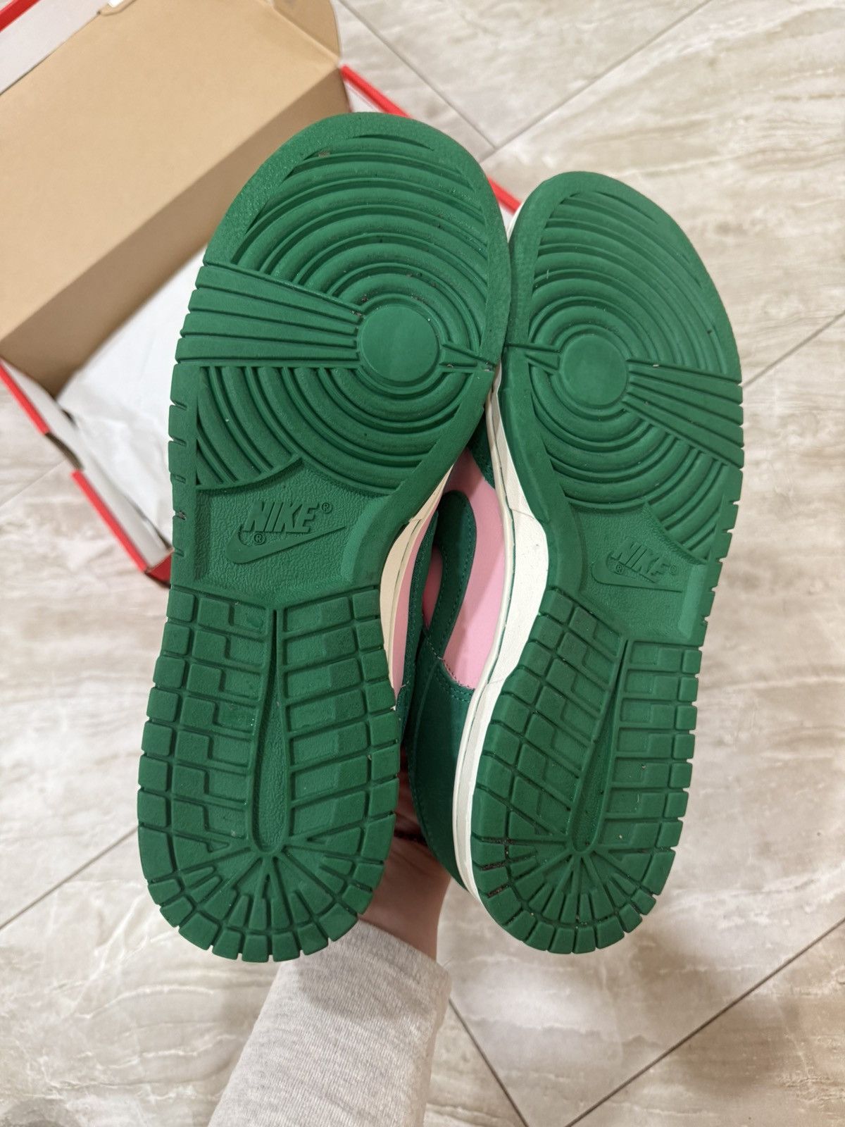 Nike Nike Dunk Low "Pink & Green" (Suede/Leather Mix) Size US 10 / EU 43 - 4 Thumbnail