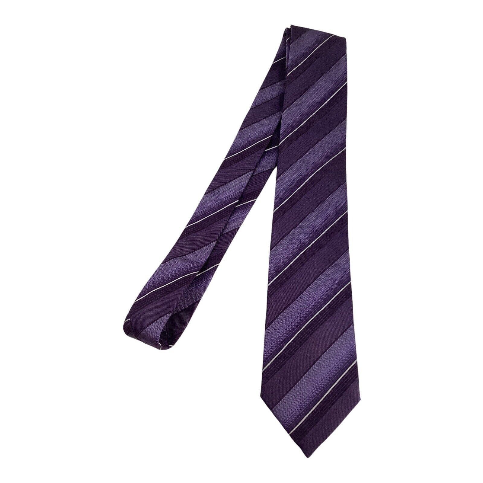 Hugo Boss BOSS HUGO BOSS Purple Striped Luxury Silk Tie Made In Italy Size ONE SIZE - 5 Thumbnail