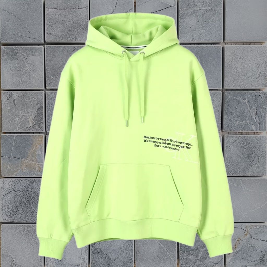 Calvin Klein Hoodie M Jaded Green Logo Pullover Kangaroo Mens, Men's