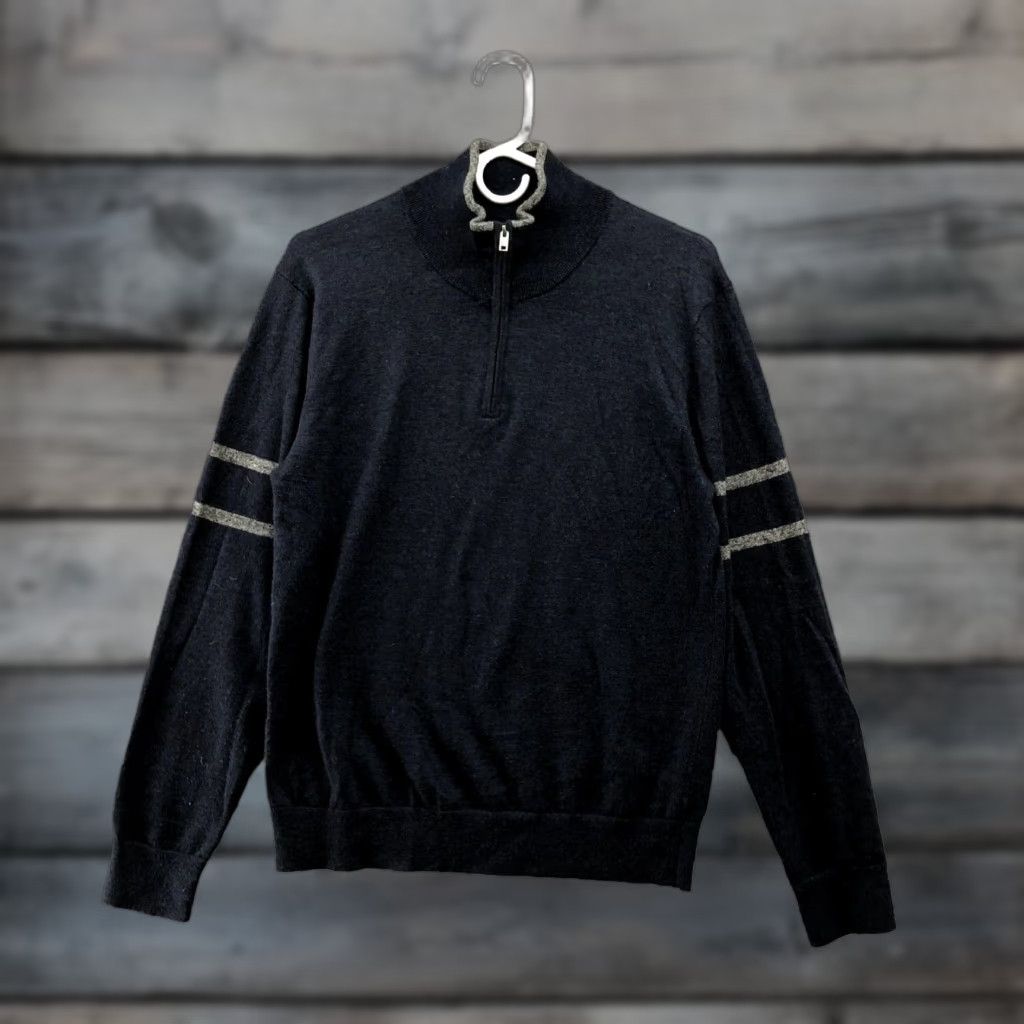 Banana Republic VINTAGE Banana Republic Men’s Sweater Pullover 1/4 Zip Long Sleeve Fall Winter Navy Blue S Eco Cotton Size US S / EU 44-46 / 1 - 1 Thumbnail