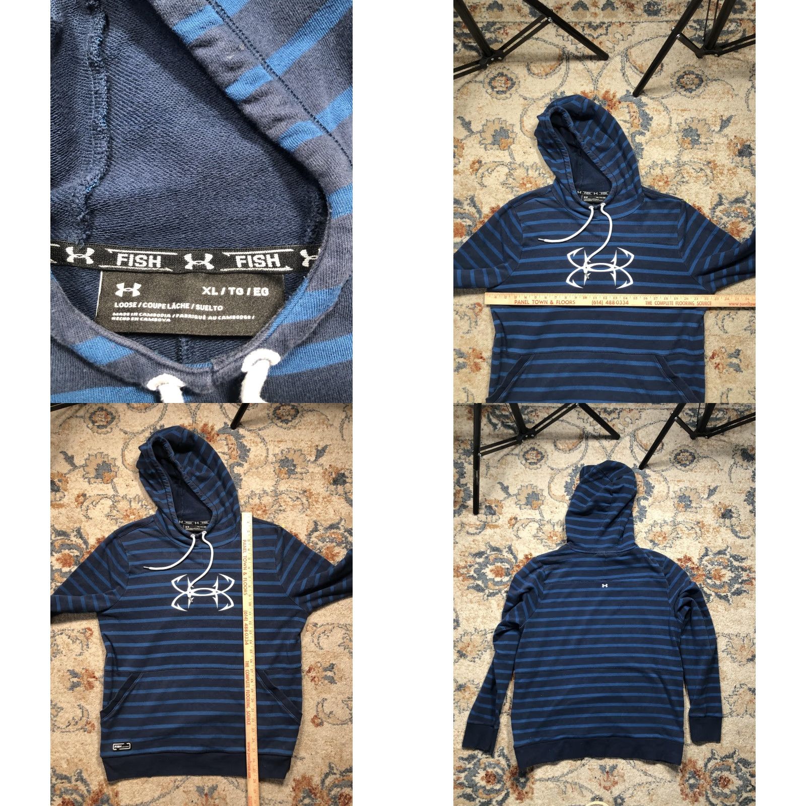 Under Armour Under Armour Hoodie Mens XL Blue Striped FISH Loose Pullover Sweatshirt Logo Size US XL / EU 56 / 4 - 8 Thumbnail