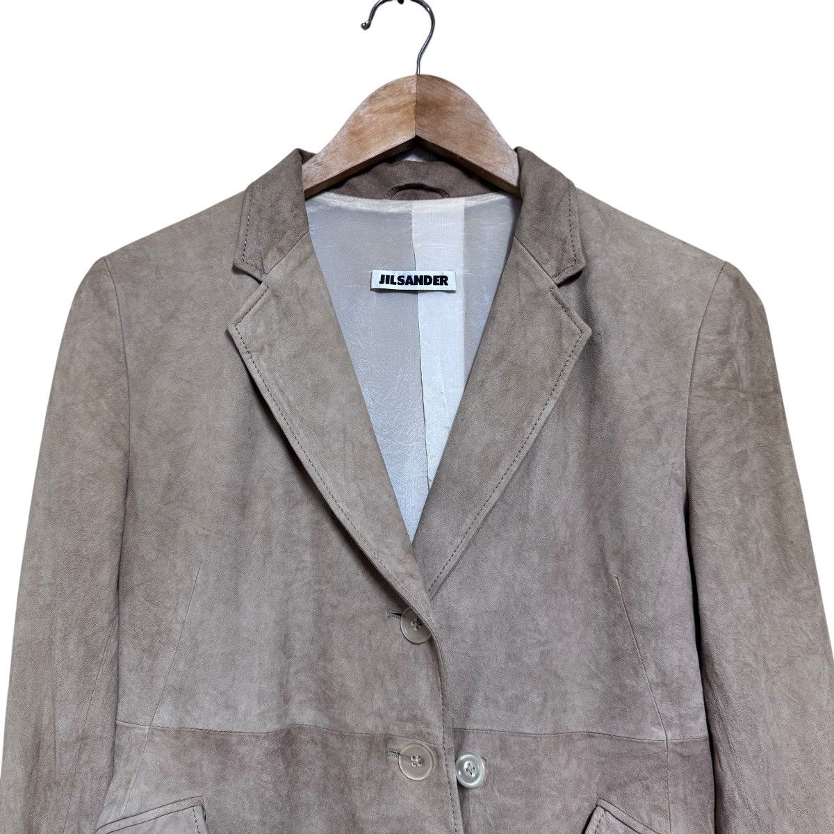 Jil Sander Jil Sander Suede Leather Blazer Jacket Beige Size XS / US 0-2 / IT 36-38 - 3 Thumbnail