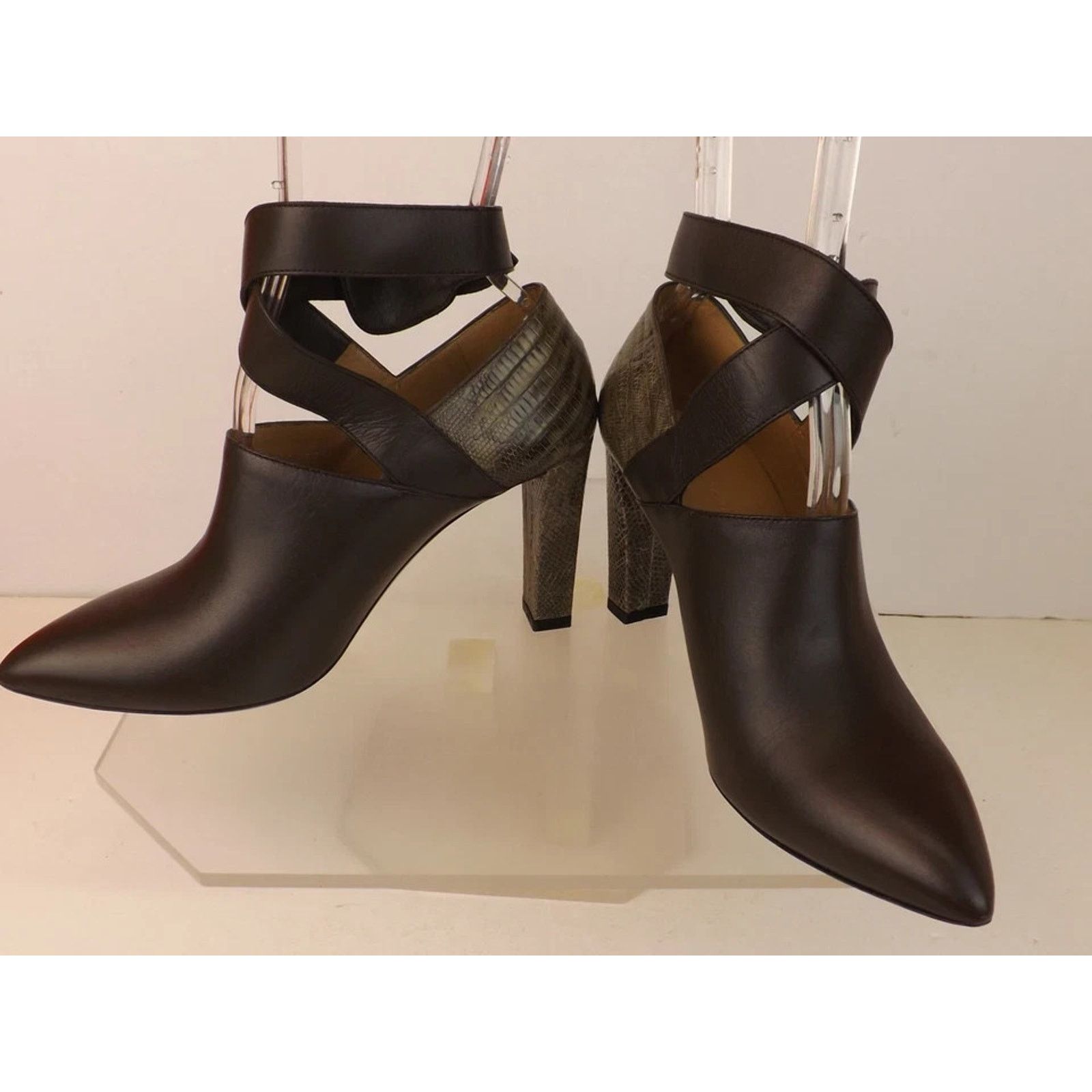 Balenciaga NIB BALENCIAGA BROWN LEATHER LIZARD SKIN BOOTIE PUMPS 39 $1K Size US 9 / IT 39 - 6 Thumbnail