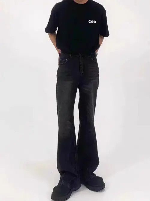 Jean High street micro flared black washed jeans Size US 32 / EU 48 - 1 Thumbnail