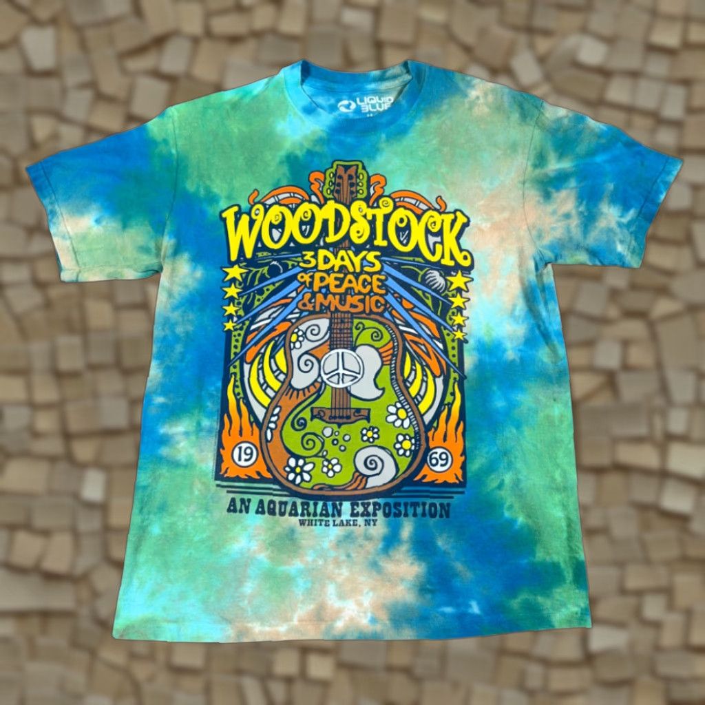 Liquid Blue VINTAGE Woodstock Shirt Adult MEDIUM Green Liquid Blue Tie Dye Bands Music Festival 1969 Size US M / EU 48-50 / 2 - 1 Thumbnail