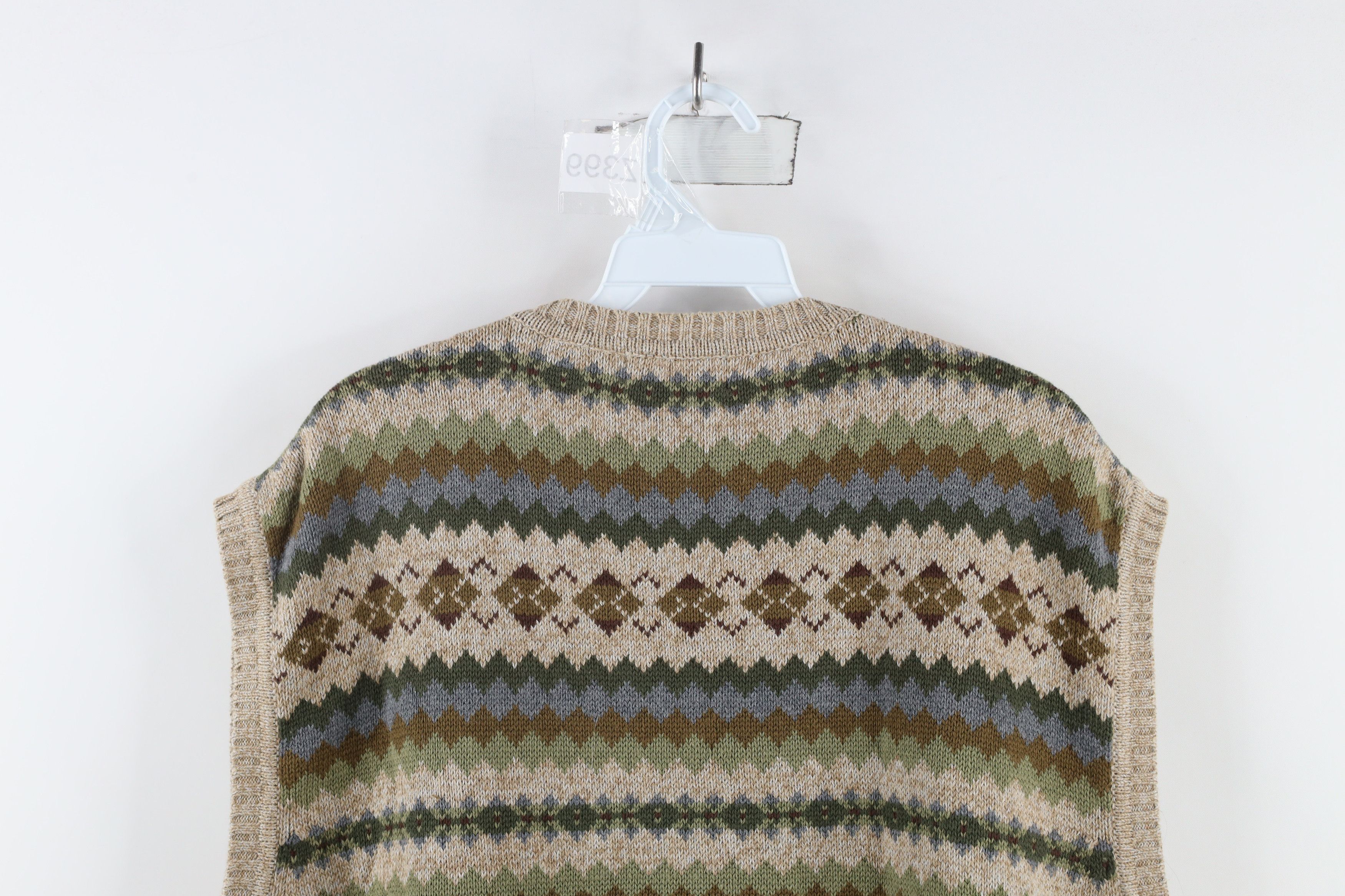 Vintage Vintage 90s Streetwear Fair Isle Knit Sweater Vest Cotton Size US XXL / EU 58 / 5 - 7 Thumbnail