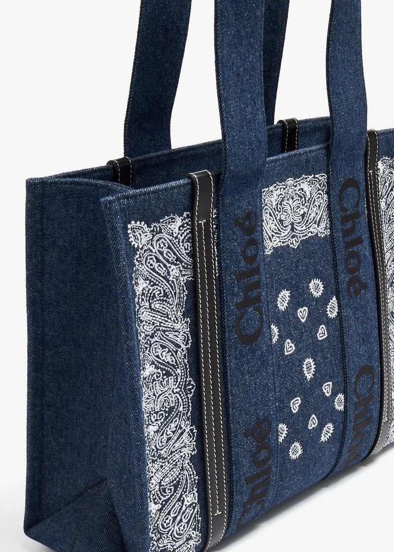 Chloe oc11z0525 Size: OS / Woody Medium Tote Bag in Blue/Black Size ONE SIZE - 2 Thumbnail