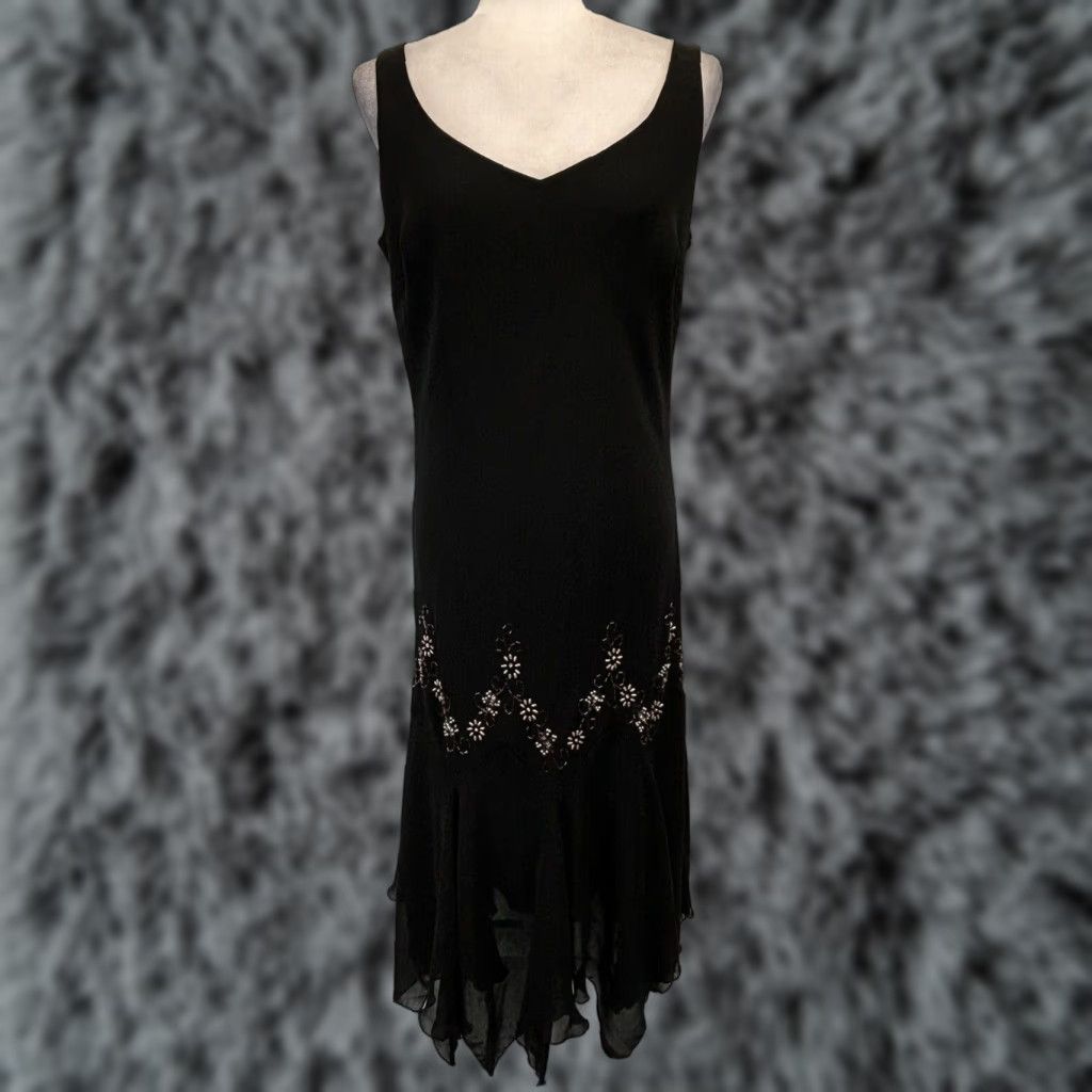 Vintage Vtg S.L. Fashions Fairy Goth Dress Sz 16 Black Beaded Sleeveless Y2K Whimsigoth Size XXL / US 16-18 / IT 52-54 - 1 Thumbnail