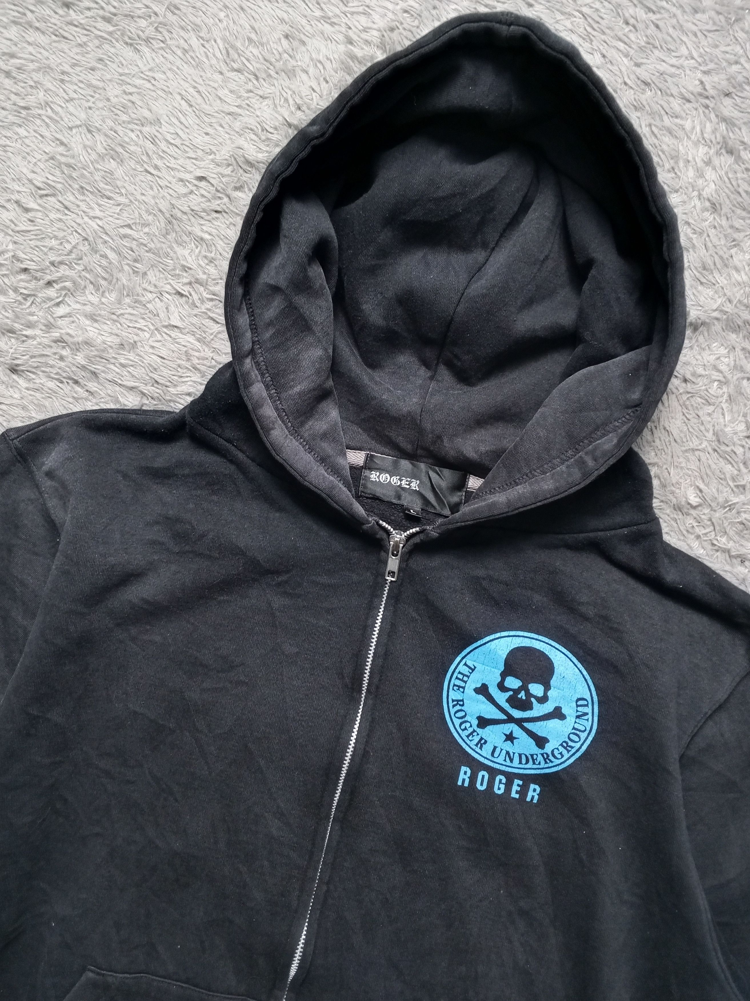 Japanese Brand Vintage Faded Roger Poem Skull Custom Cycle Hoodie Size US L / EU 52-54 / 3 - 1 Thumbnail